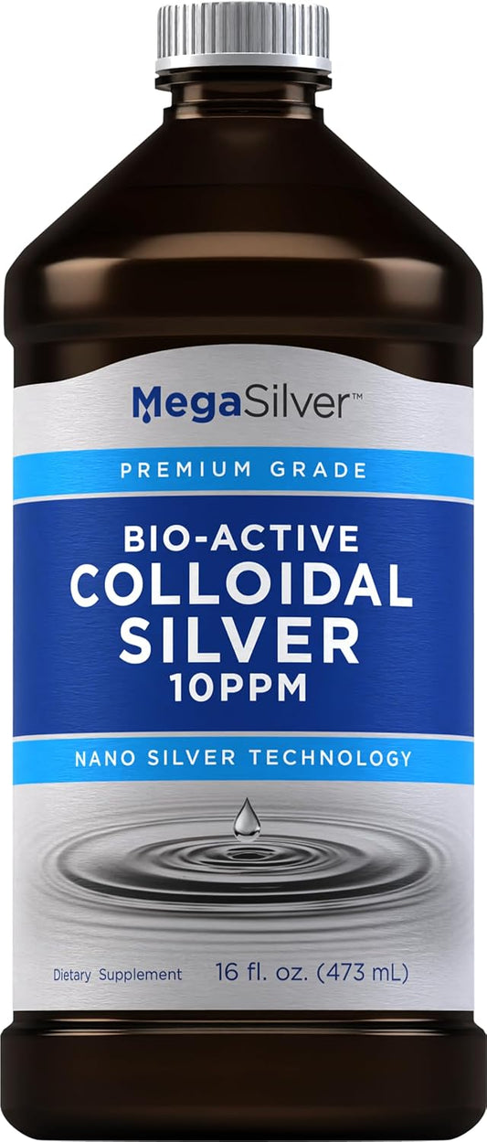 Premium Grade 10PPM Colloidal Silver Liquid Supplement - 16 fl oz - Nano Silver Technology - Non GMO & Gluten Free by Piping Rock