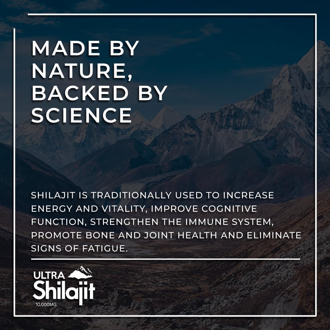 Premium Grade AURA VITAMINS Shilajit Supplement 10,000mg 60 Capsules - 100% Pure Natural Extract for Energy, Vitality, Metabolism, and Immune System Support