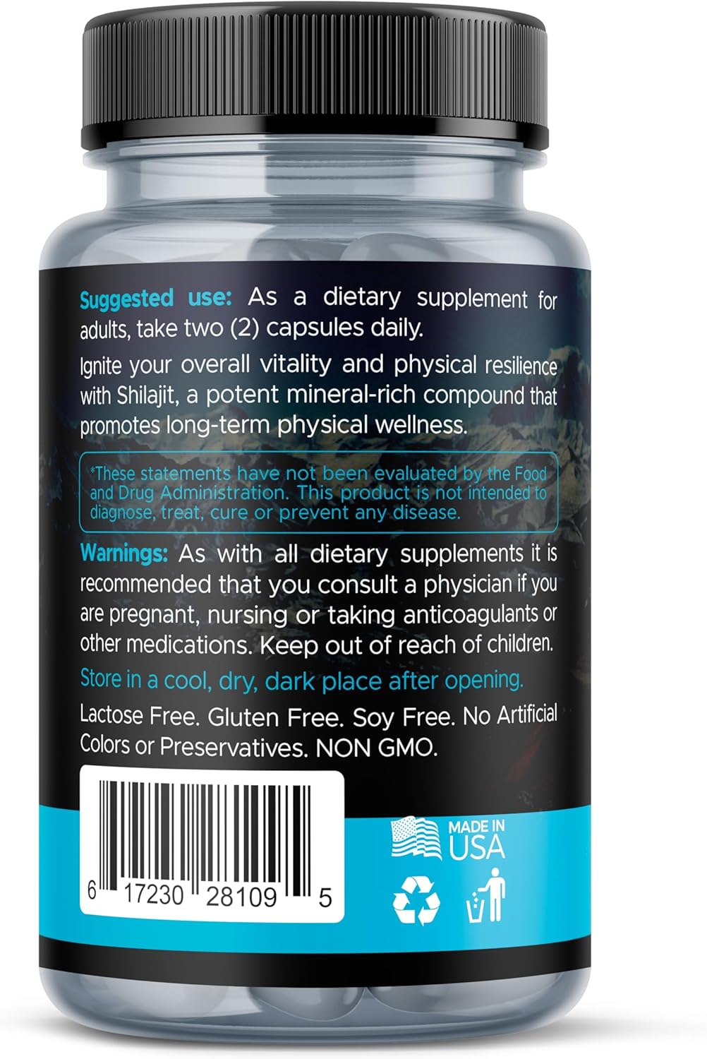 Premium Grade AURA VITAMINS Shilajit Supplement 10,000mg 60 Capsules - 100% Pure Natural Extract for Energy, Vitality, Metabolism, and Immune System Support