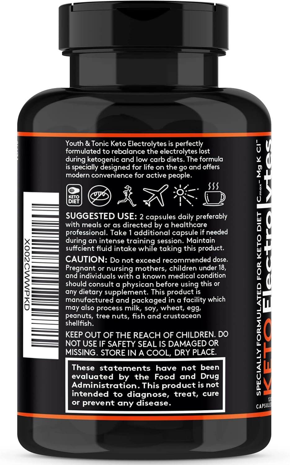 Premium Grade Keto Electrolyte Supplement with MCT, Magnesium, Probiotics, CoQ10, Potassium, Sodium, Calcium, Zinc, & Vitamin D3 - 120 Pills for Low Carb Diets