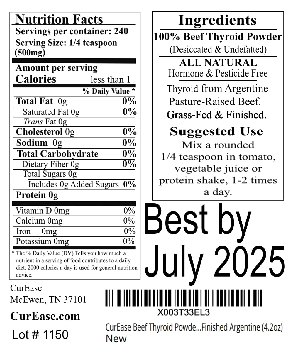 Premium Grass-Fed Argentine Beef Thyroid Powder - 4.2oz