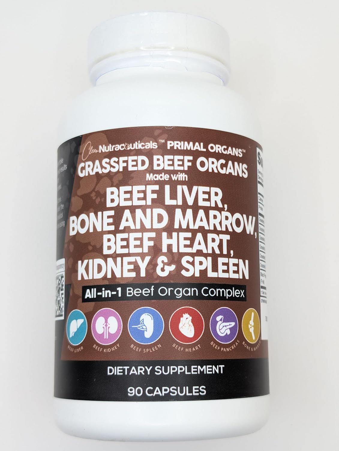 Premium Grass-Fed Beef Liver Capsules with Desiccated Heart, Spleen, Pancreas, Bone & Marrow - Nutrient-Rich Nutraceutical Supplement