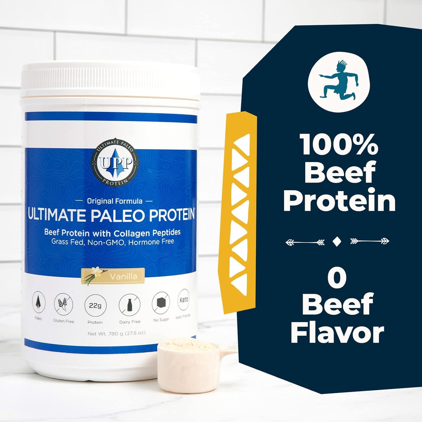 Premium Grass Fed Beef Protein Powder with Collagen Peptides - Vanilla Flavor | Paleo, Keto, and Gluten Free - 15 Servings