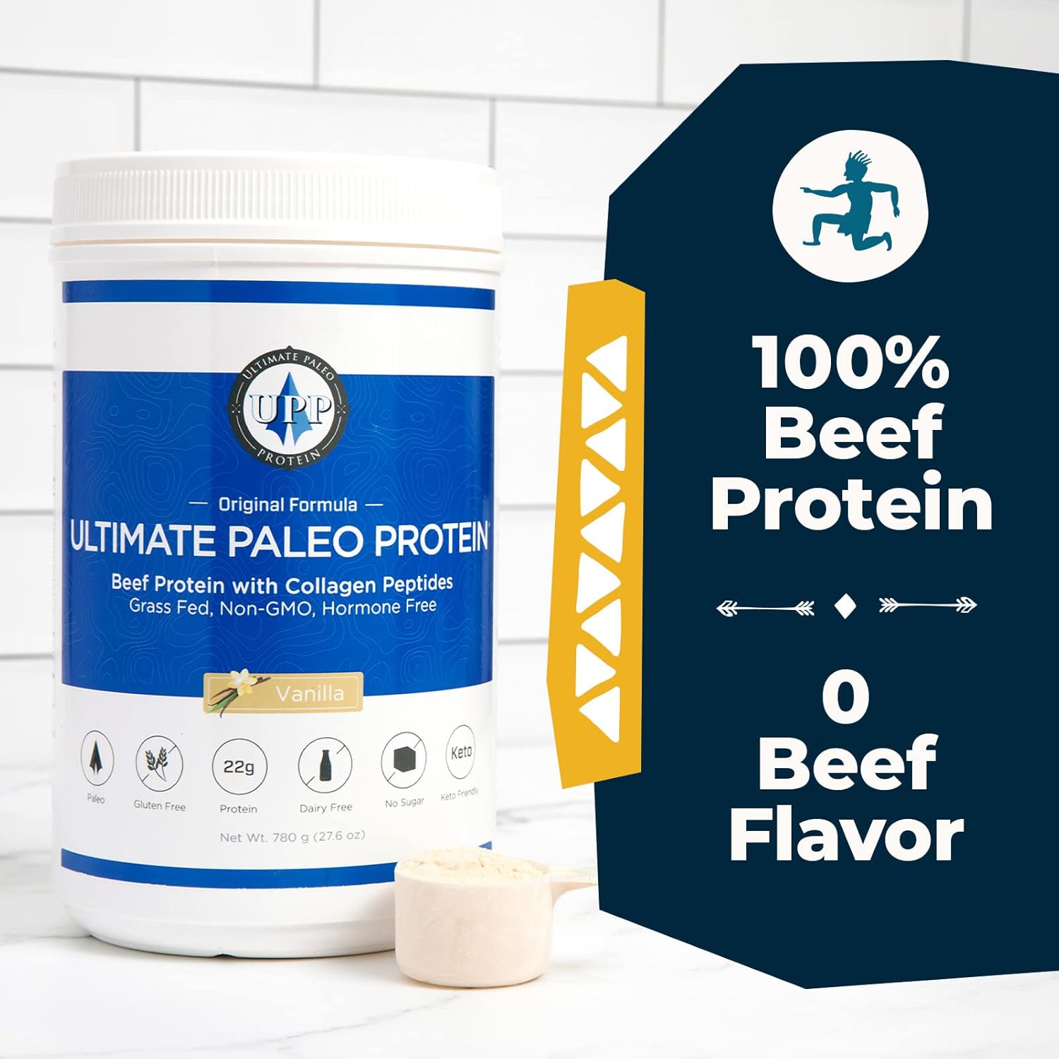 Premium Grass Fed Beef Protein Powder with Collagen Peptides - Vanilla Flavor | Paleo, Keto, and Gluten Free - 15 Servings