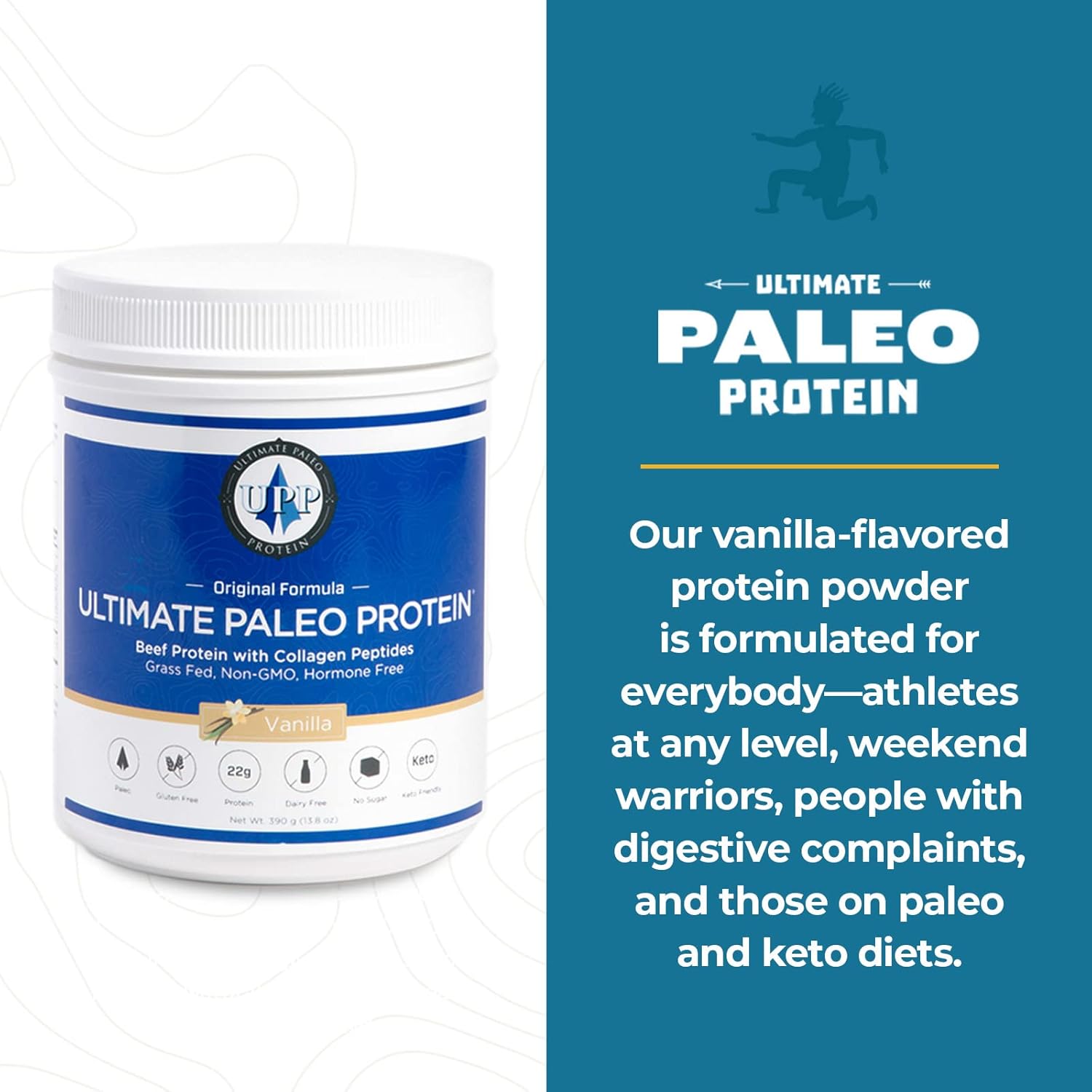 Premium Grass Fed Beef Protein Powder with Collagen Peptides - Vanilla Flavor | Paleo, Keto, and Gluten Free - 15 Servings