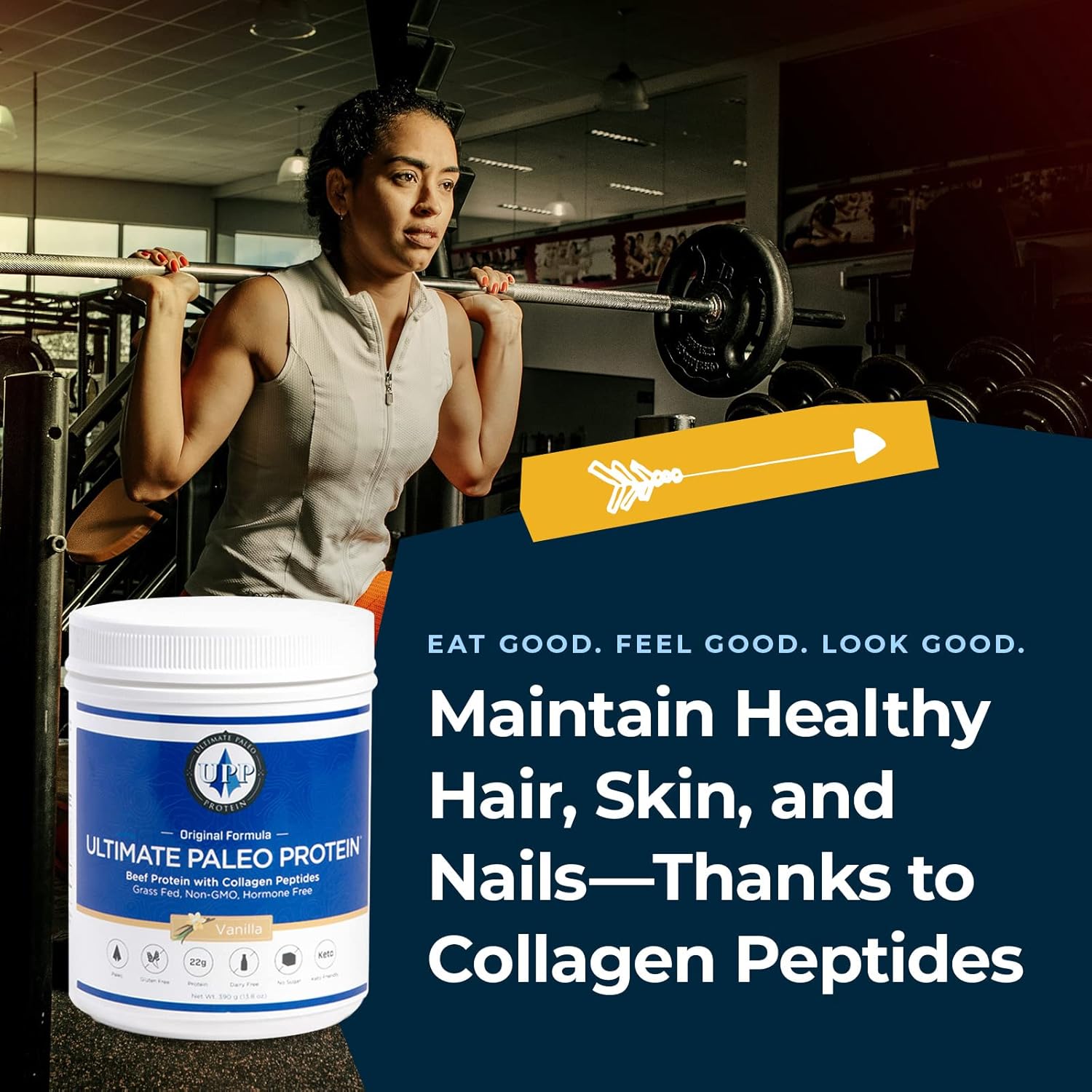 Premium Grass Fed Beef Protein Powder with Collagen Peptides - Vanilla Flavor | Paleo, Keto, and Gluten Free - 15 Servings