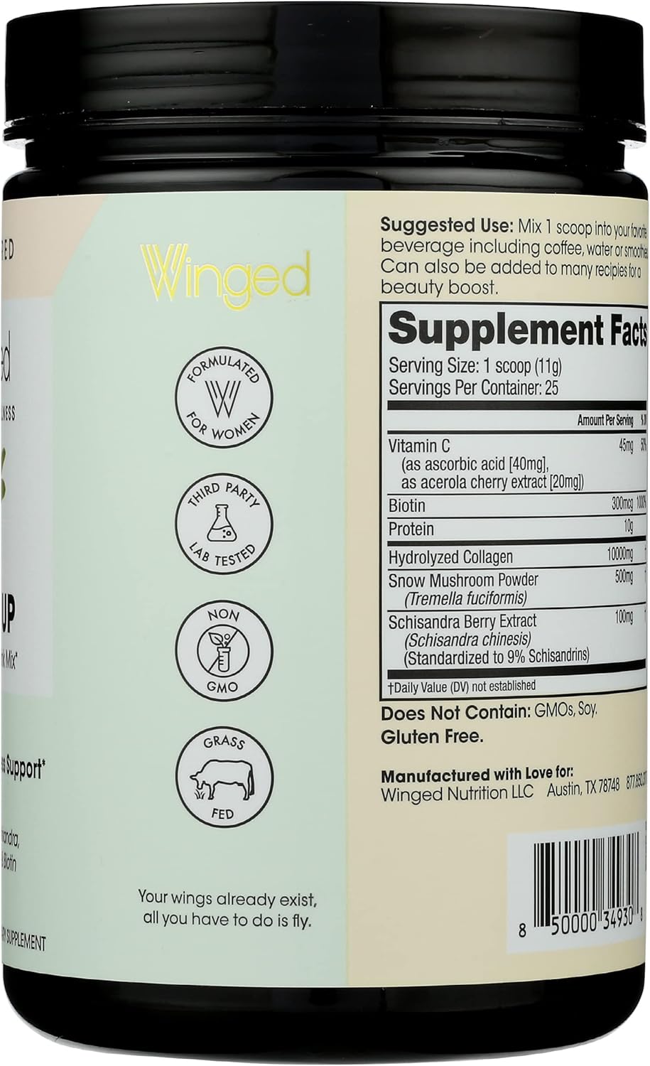 Premium Grass Fed Collagen Powder for Women | Collagen Peptides with Adaptogens | Boost Hair, Skin, Nails | Vitamin C & Biotin | Unflavored - 25 Servings | Non GMO