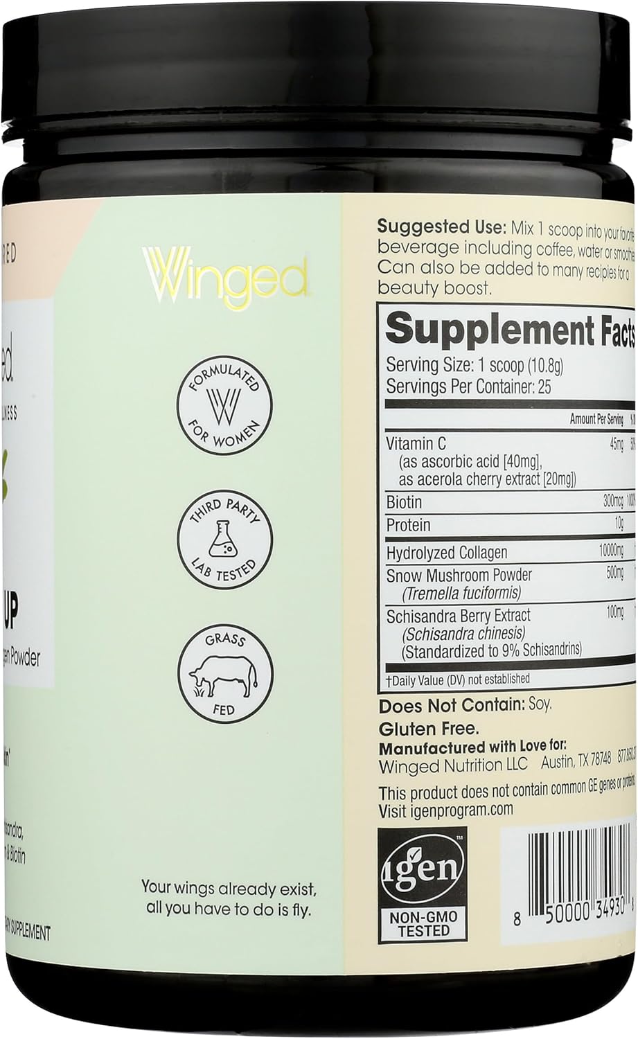 Premium Grass Fed Collagen Powder for Women | Collagen Peptides with Adaptogens | Boost Hair, Skin, Nails | Vitamin C & Biotin | Unflavored - 25 Servings | Non GMO