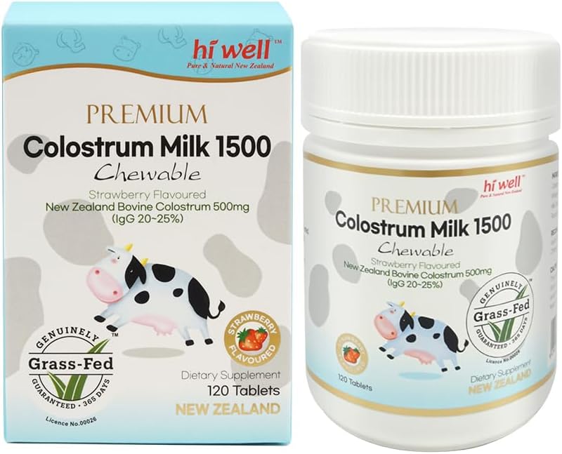 Premium Grass-Fed Colostrum Milk Tablets - 1500mg - Hi Well Pure & Natural New Zealand