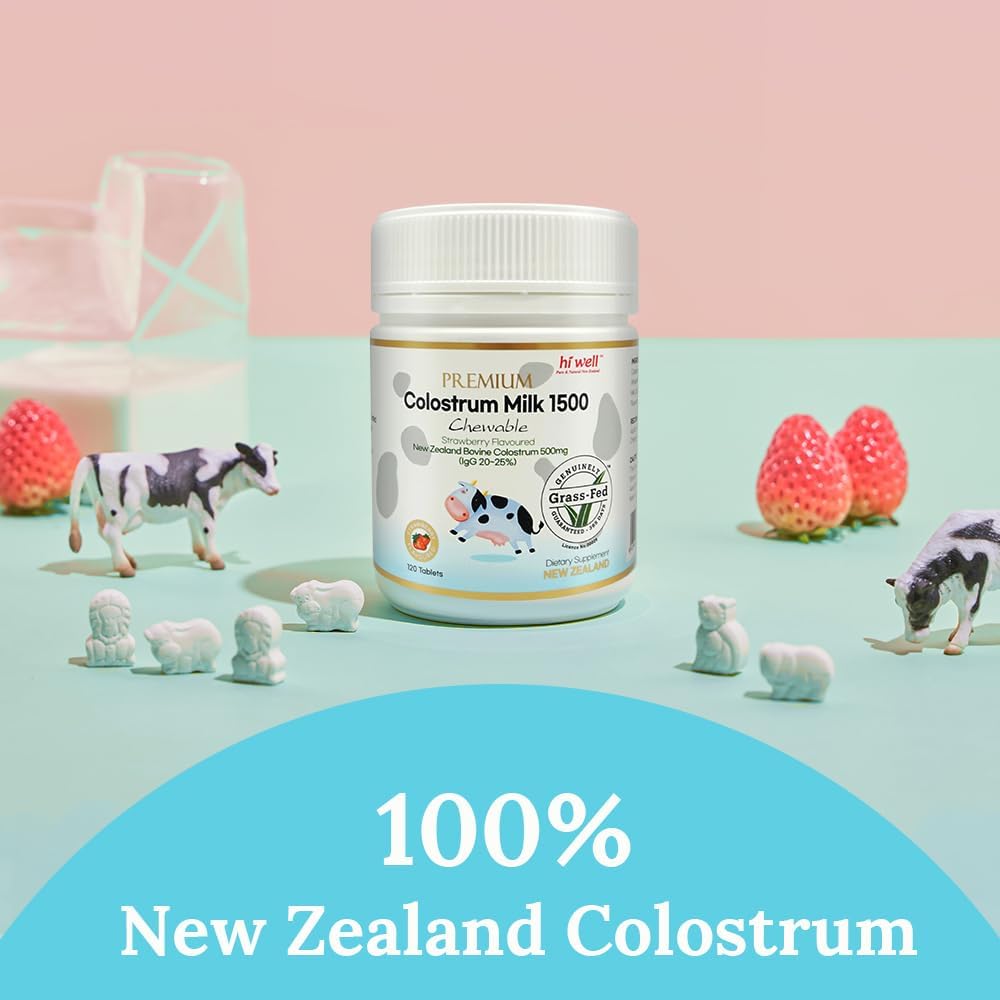 Premium Grass-Fed Colostrum Milk Tablets - 1500mg - Hi Well Pure & Natural New Zealand