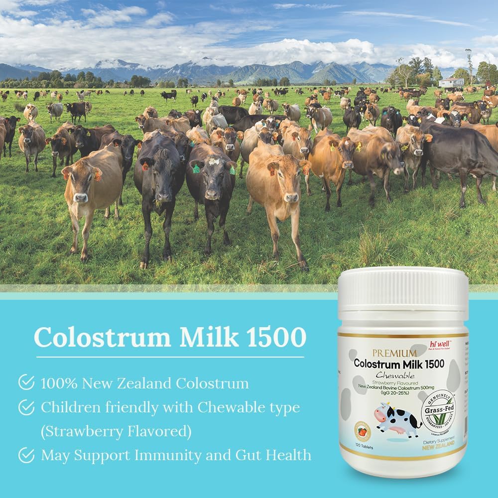 Premium Grass-Fed Colostrum Milk Tablets - 1500mg - Hi Well Pure & Natural New Zealand