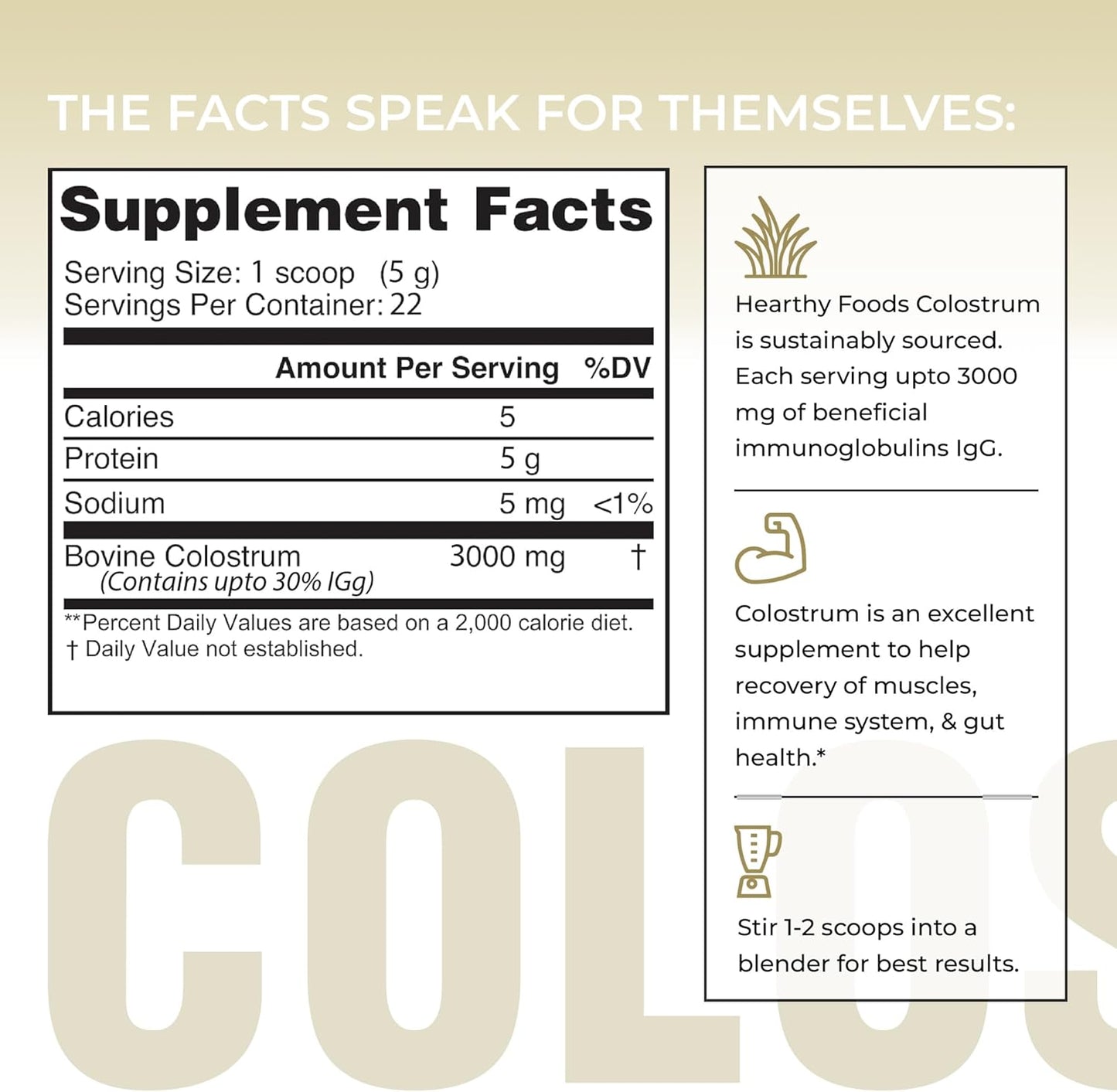 Premium Grass-Fed Halal Bovine Colostrum Powder 4oz - Supports Gut Health, Immunity, & Leaky Gut Repair | 30% IGG, Non GMO, Gluten Free - 22 Servings