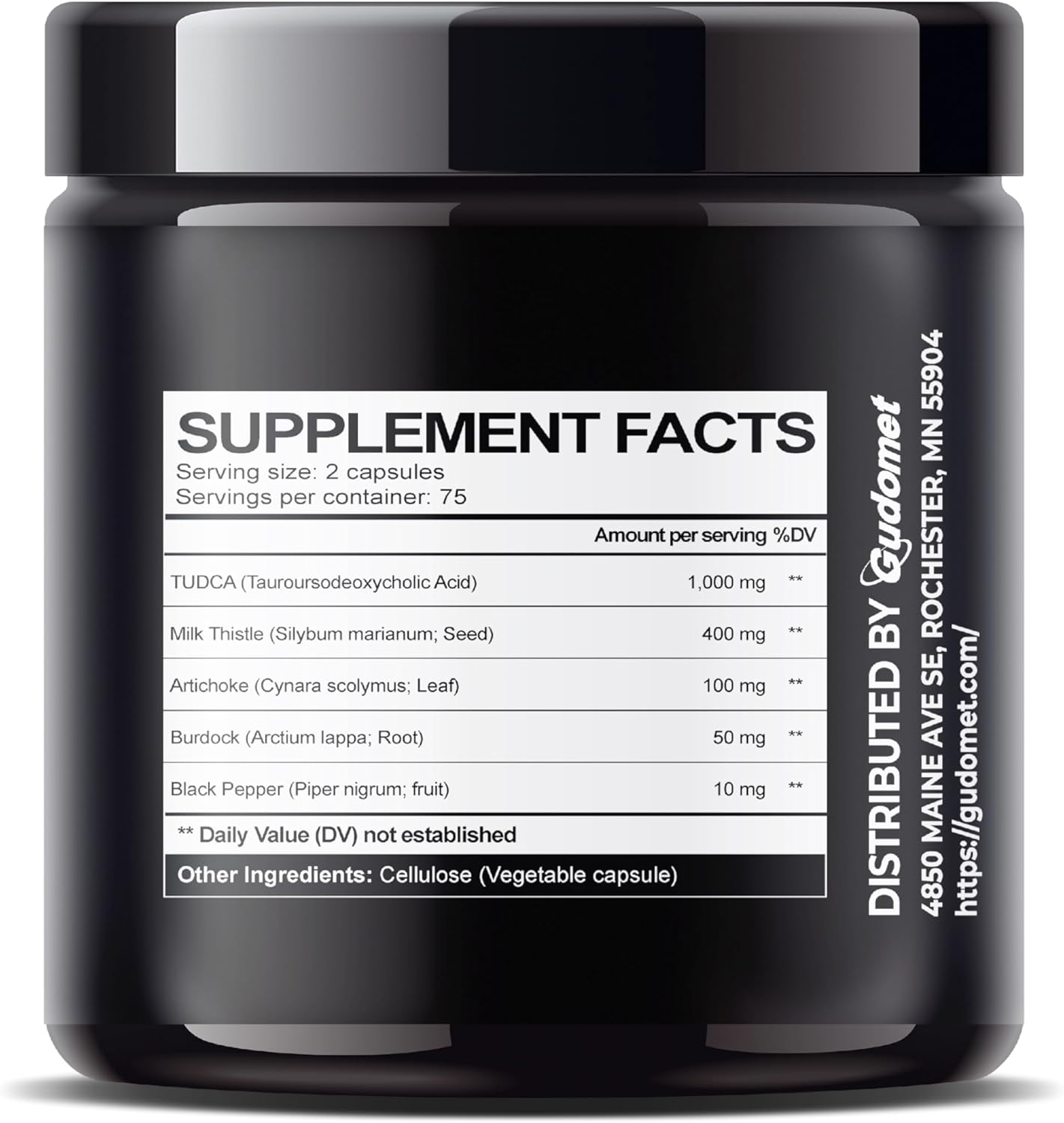 Premium GUDOMET TUDCA with Milk Thistle, Artichoke, Burdock & Black Pepper for Liver Health - 150 Capsules, Made in USA