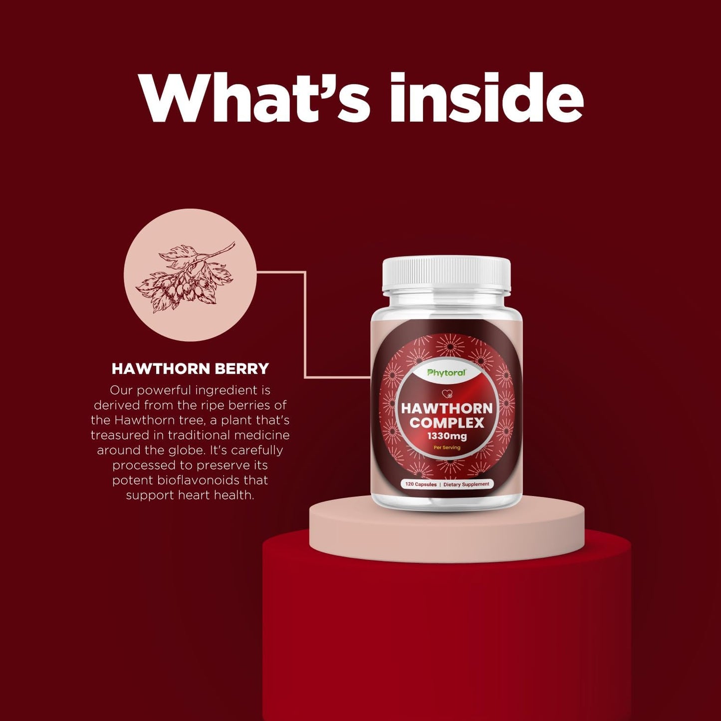 Premium Hawthorn Berry Capsules - Extra Strength Heart Health Supplement for Men and Women - 4:1 Extract - Non-GMO Herbal Vitamins - 120 Caps