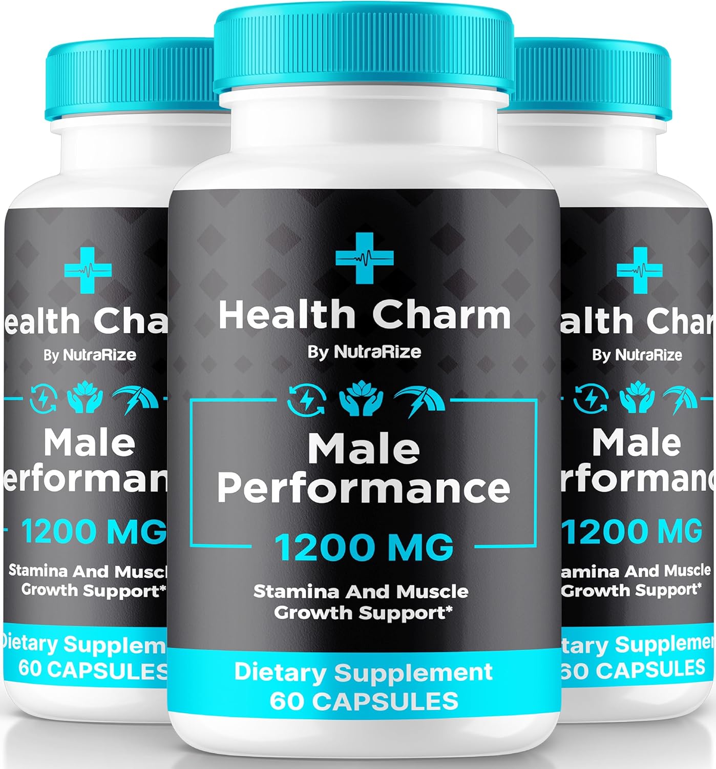 Premium HealthCharm Male Capsules (3 Pack) - All Natural Formula for Energy & Blood Flow - 180 Pastillas to Support Men's Health