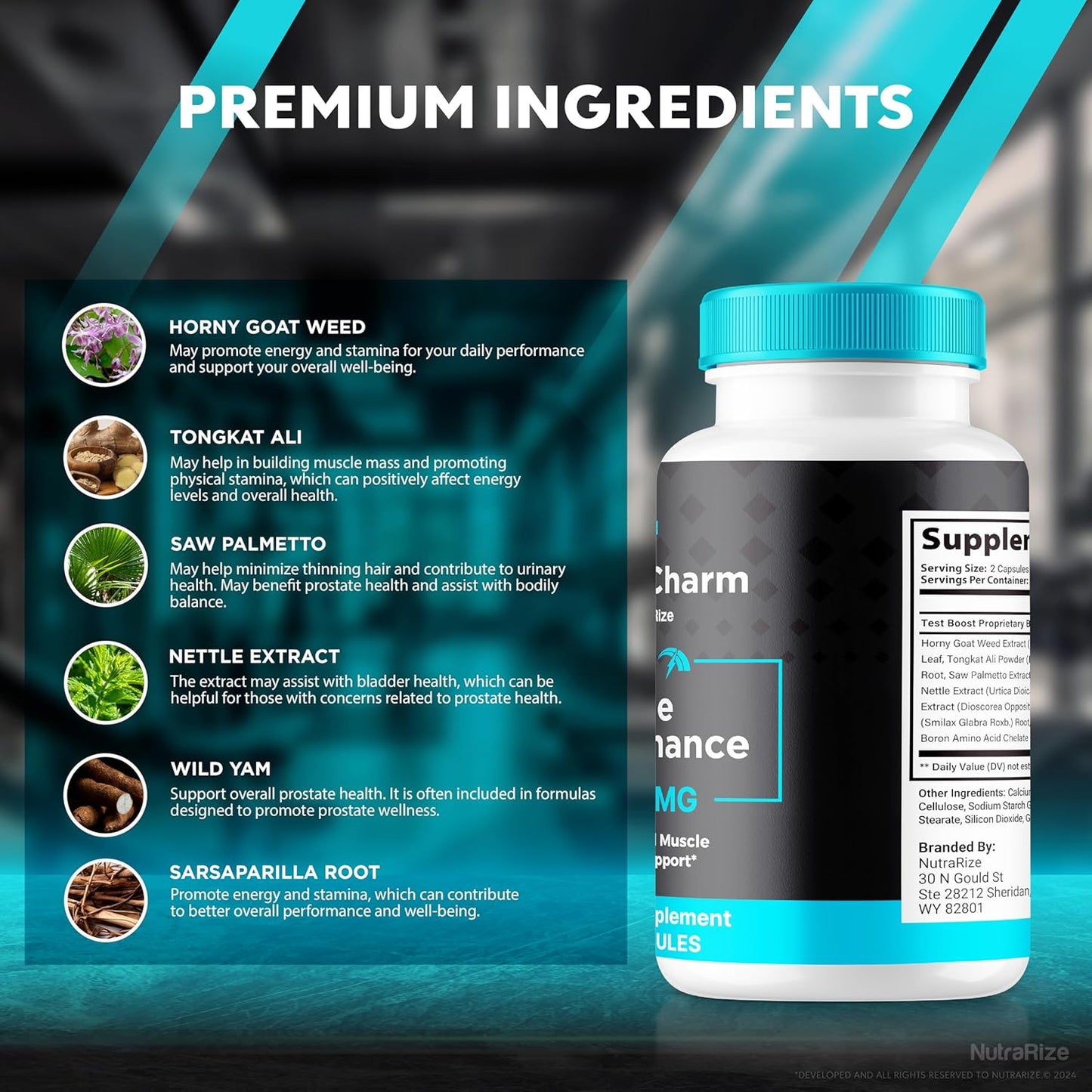 Premium HealthCharm Male Capsules (3 Pack) - All Natural Formula for Energy & Blood Flow - 180 Pastillas to Support Men's Health