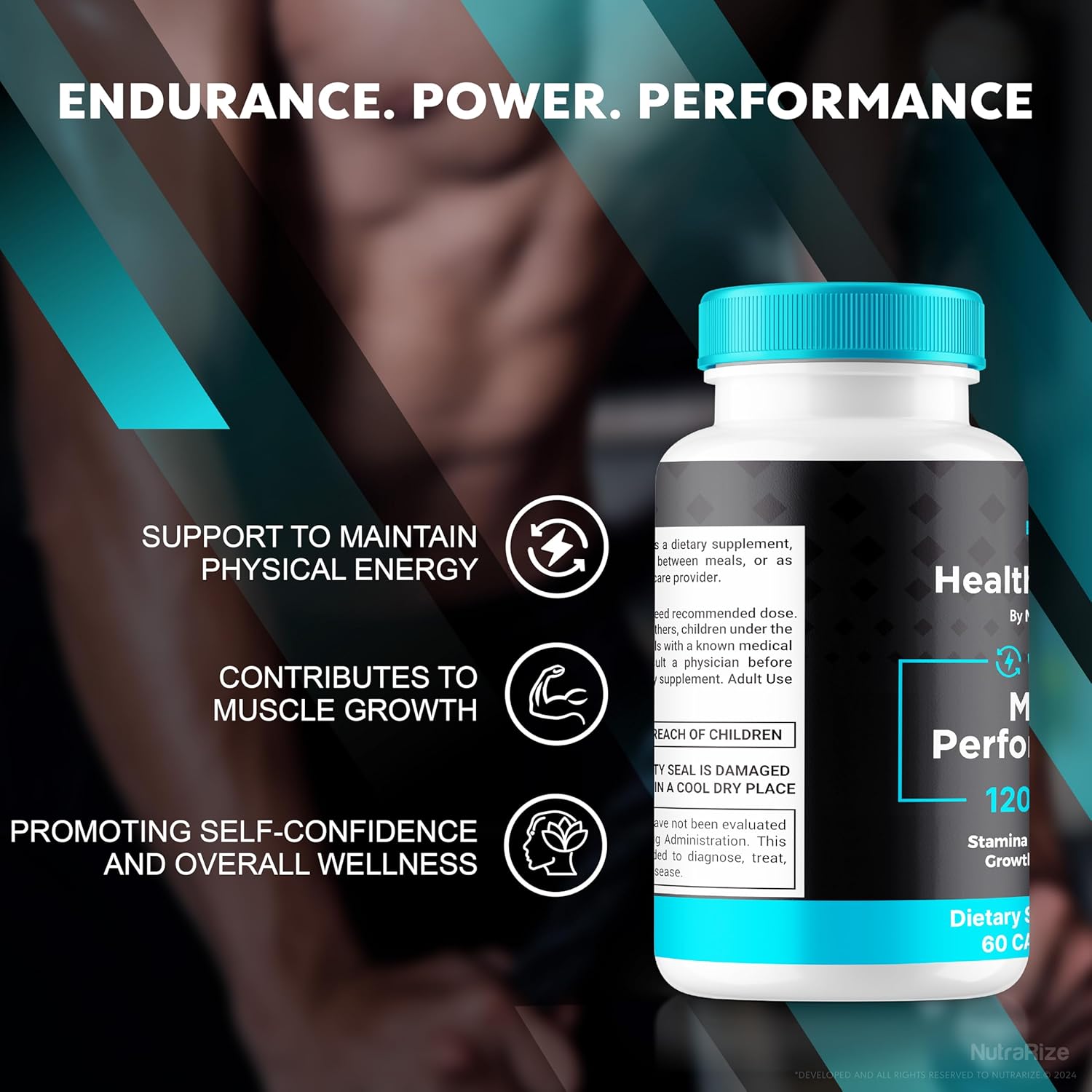 Premium HealthCharm Male Capsules (3 Pack) - All Natural Formula for Energy & Blood Flow - 180 Pastillas to Support Men's Health