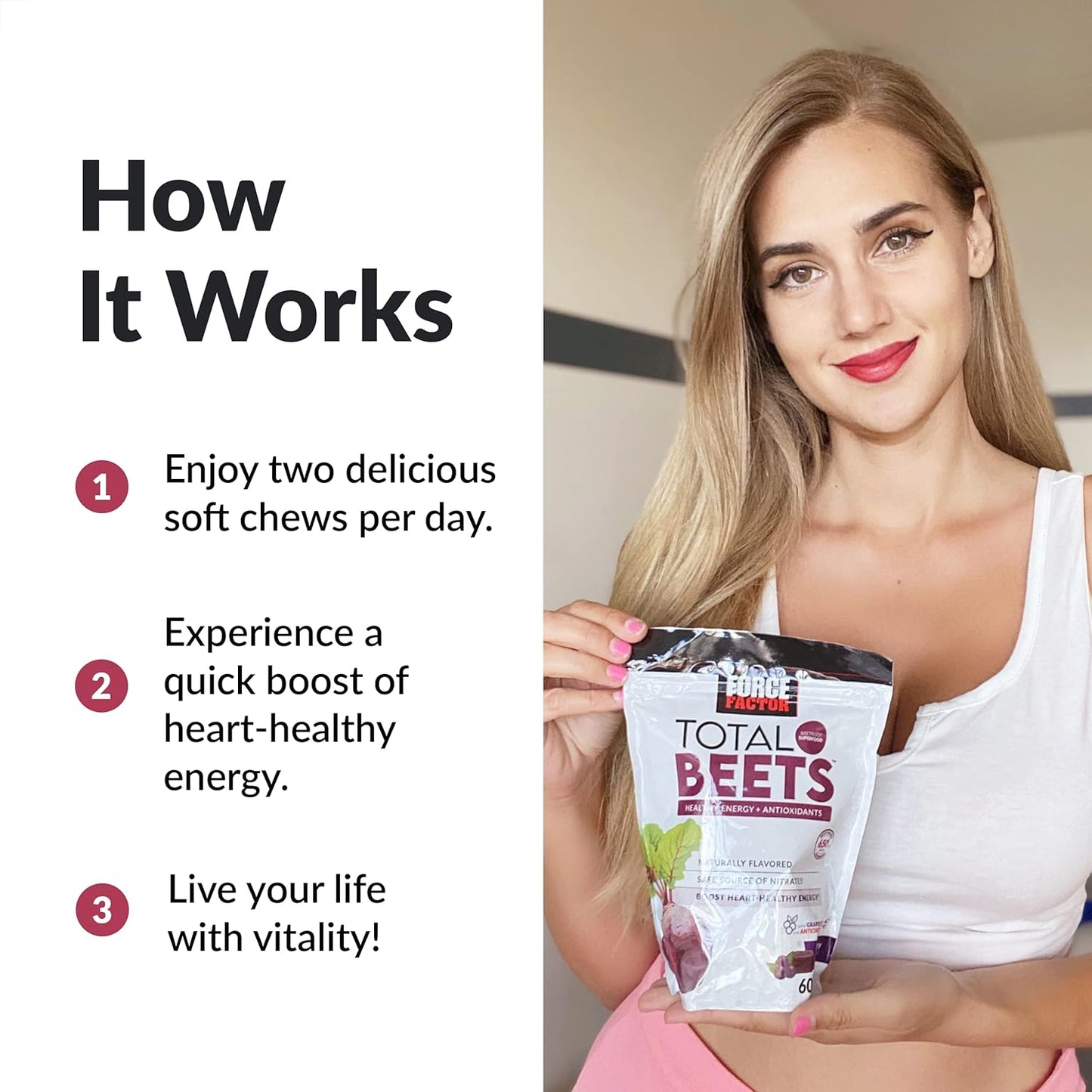 Premium Heart Health Superfood Soft Chews with Beetroot, Nitrates, L-Citrulline, Grapeseed Extract, Antioxidants - 60 Chews