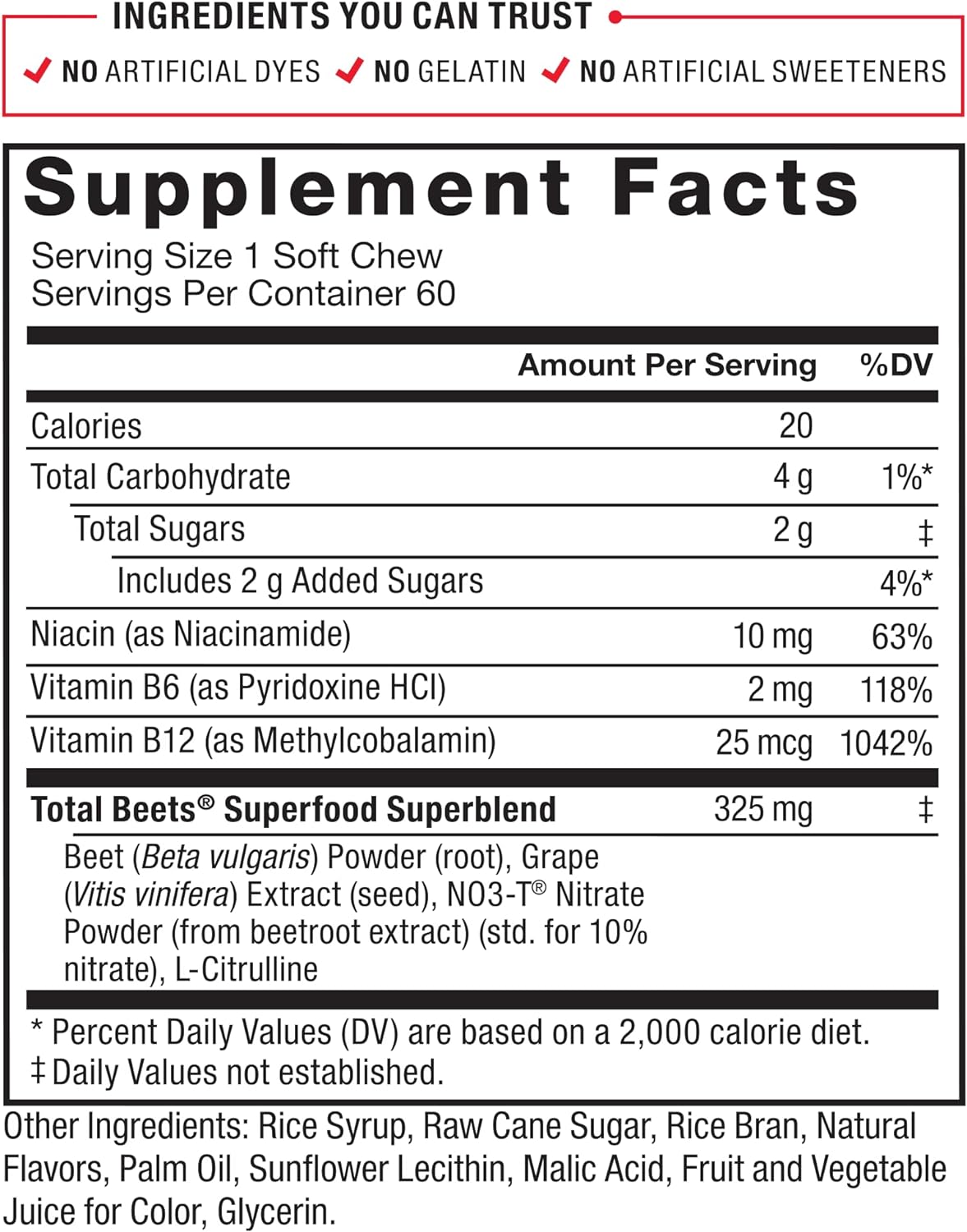 Premium Heart Health Superfood Soft Chews with Beetroot, Nitrates, L-Citrulline, Grapeseed Extract, Antioxidants - 60 Chews