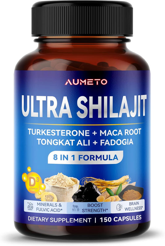 Premium Himalayan Shilajit Supplement with Turkesterone, Maca Root, Tongkat Ali, Fadogia - Enriched with Trace Minerals & Fulvic Acid for Men's Health