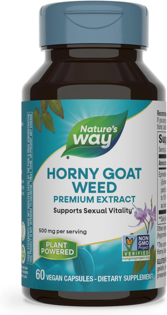 Premium Horny Goat Weed Extract Capsules for Sexual Vitality - Non-GMO & Vegan - 60 Count