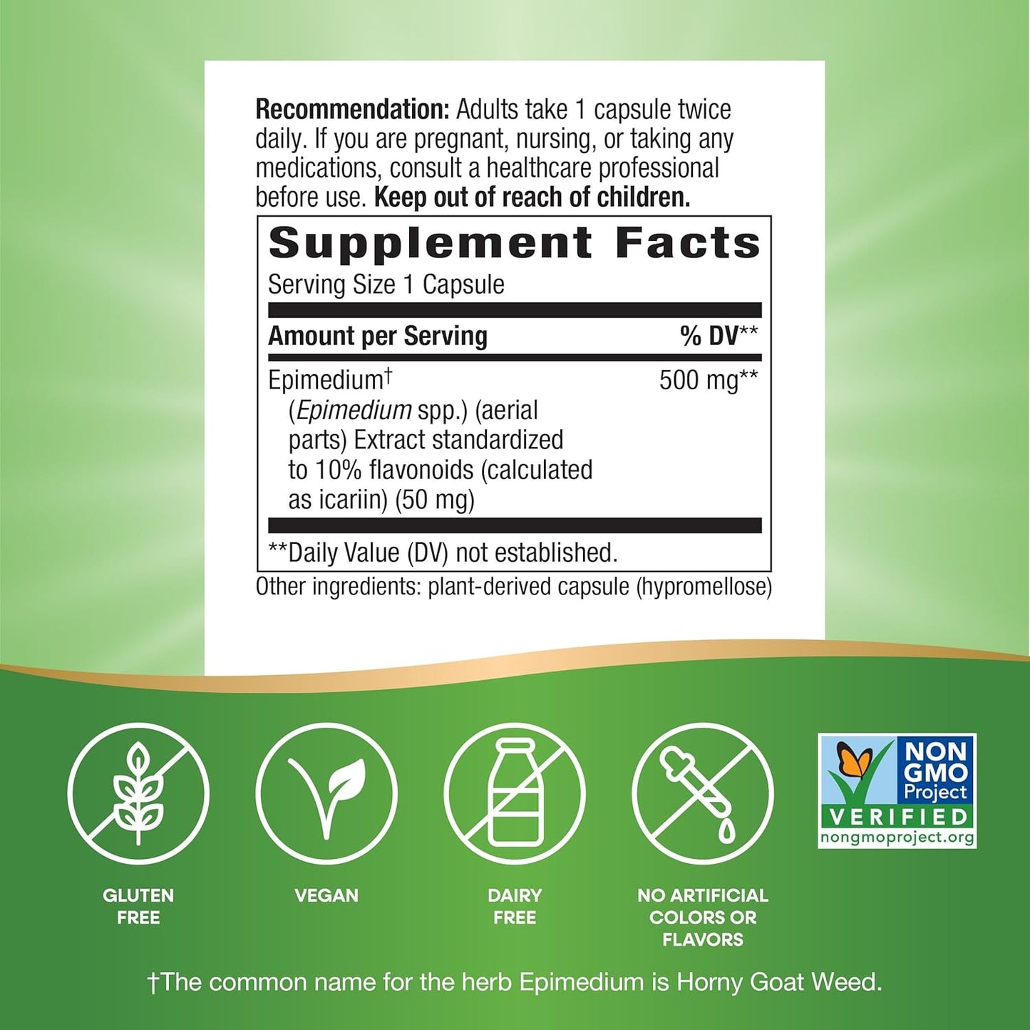 Premium Horny Goat Weed Extract Capsules for Sexual Vitality - Non-GMO & Vegan - 60 Count