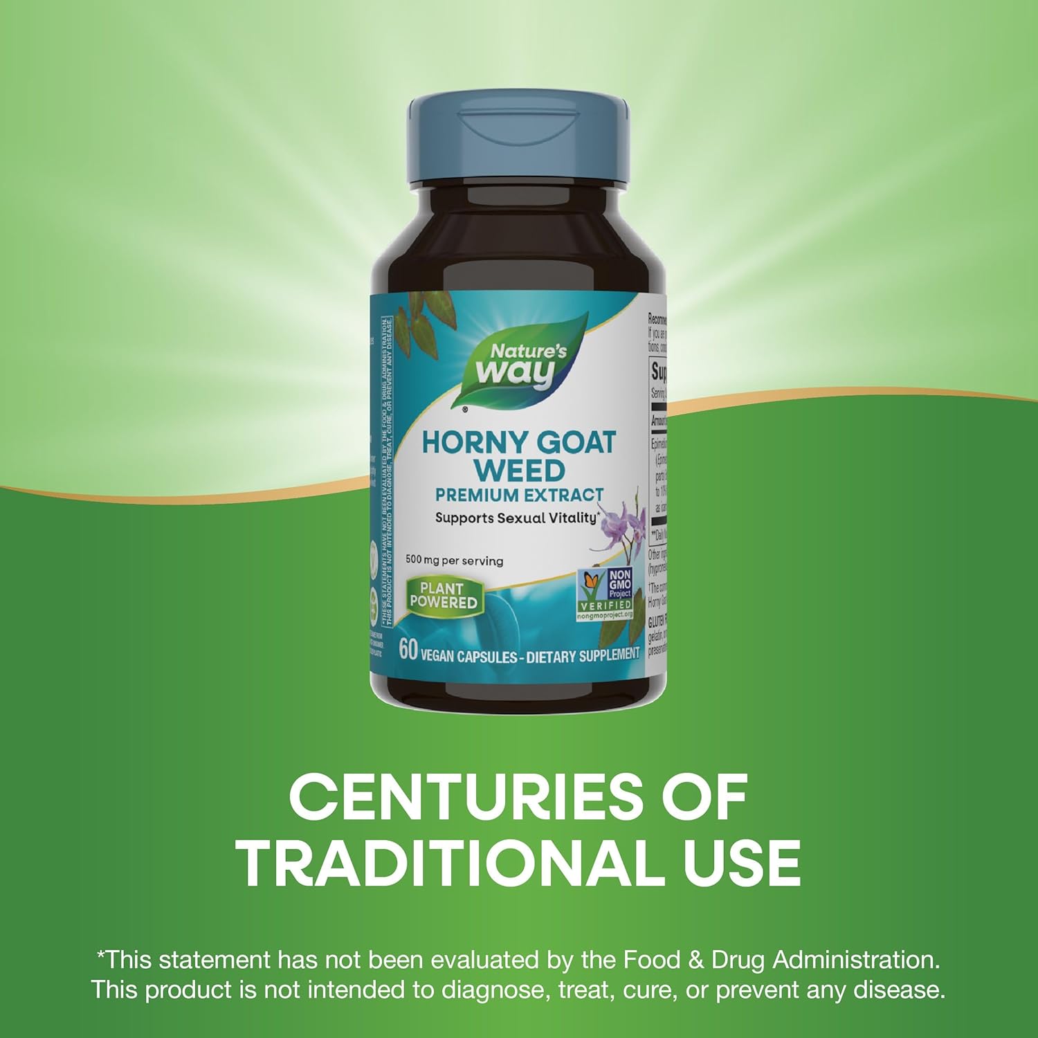 Premium Horny Goat Weed Extract Capsules for Sexual Vitality - Non-GMO & Vegan - 60 Count