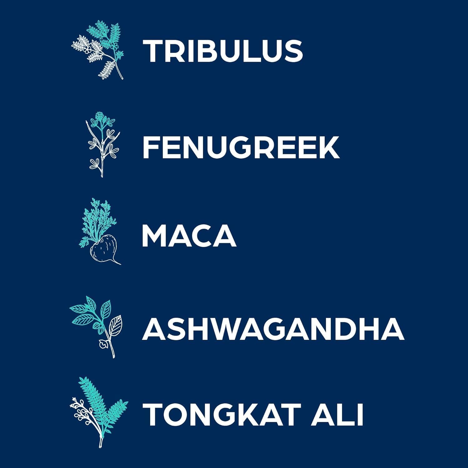 Premium Horny Goat Weed Supplement with Tribulus, Fenugreek, Maca, Ashwagandha, and Tongkat Ali for Men's Energy, Vitality, and Endurance - 120 Capsules