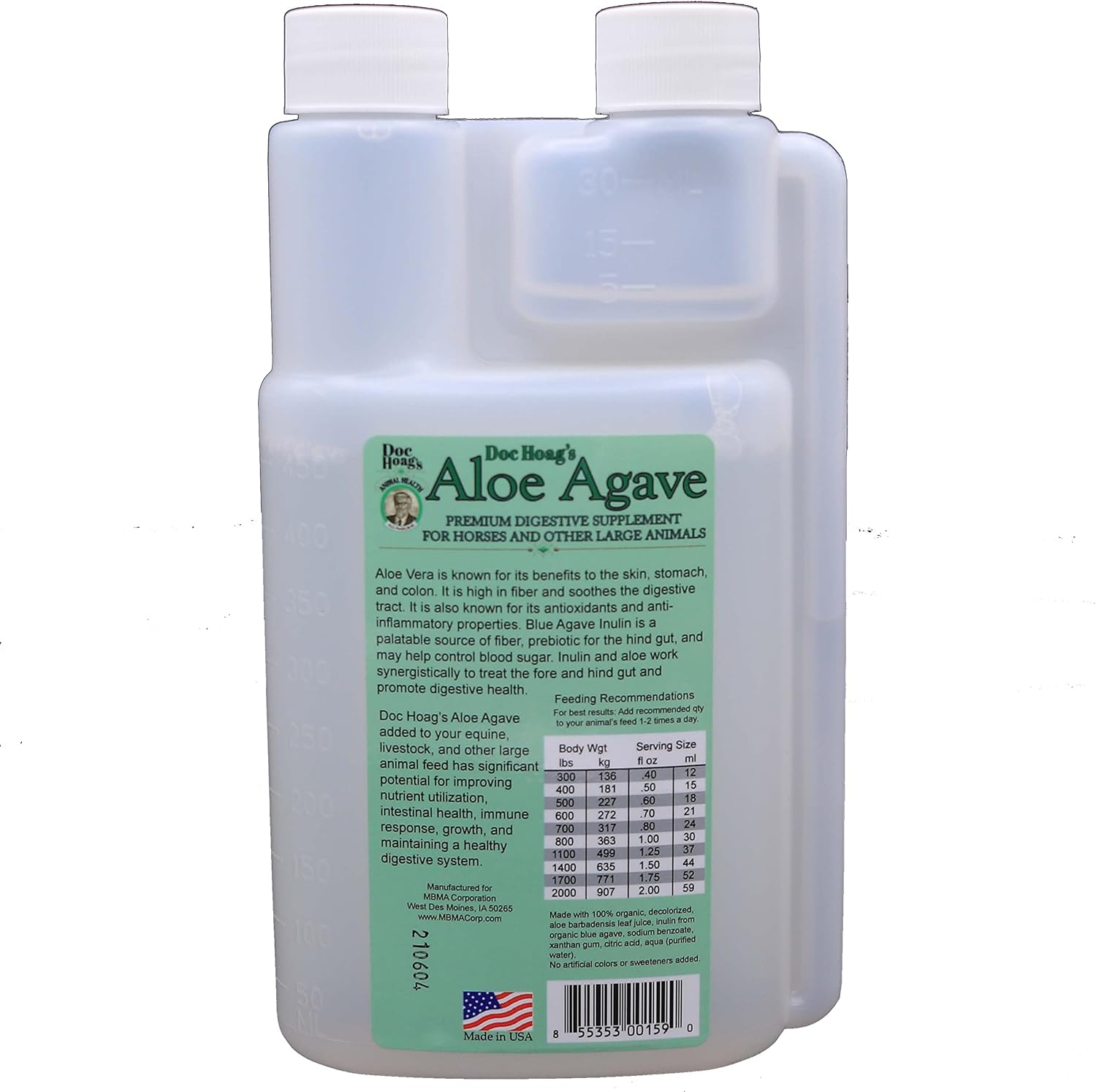 Premium Horse Supplement for Gut Health with Aloe Vera and Agave for Natural Equine Gastric Support and Stress Relief, Support Ulcer Improvement for Horses and Large Animals - Udder Balm Doc Hoag's