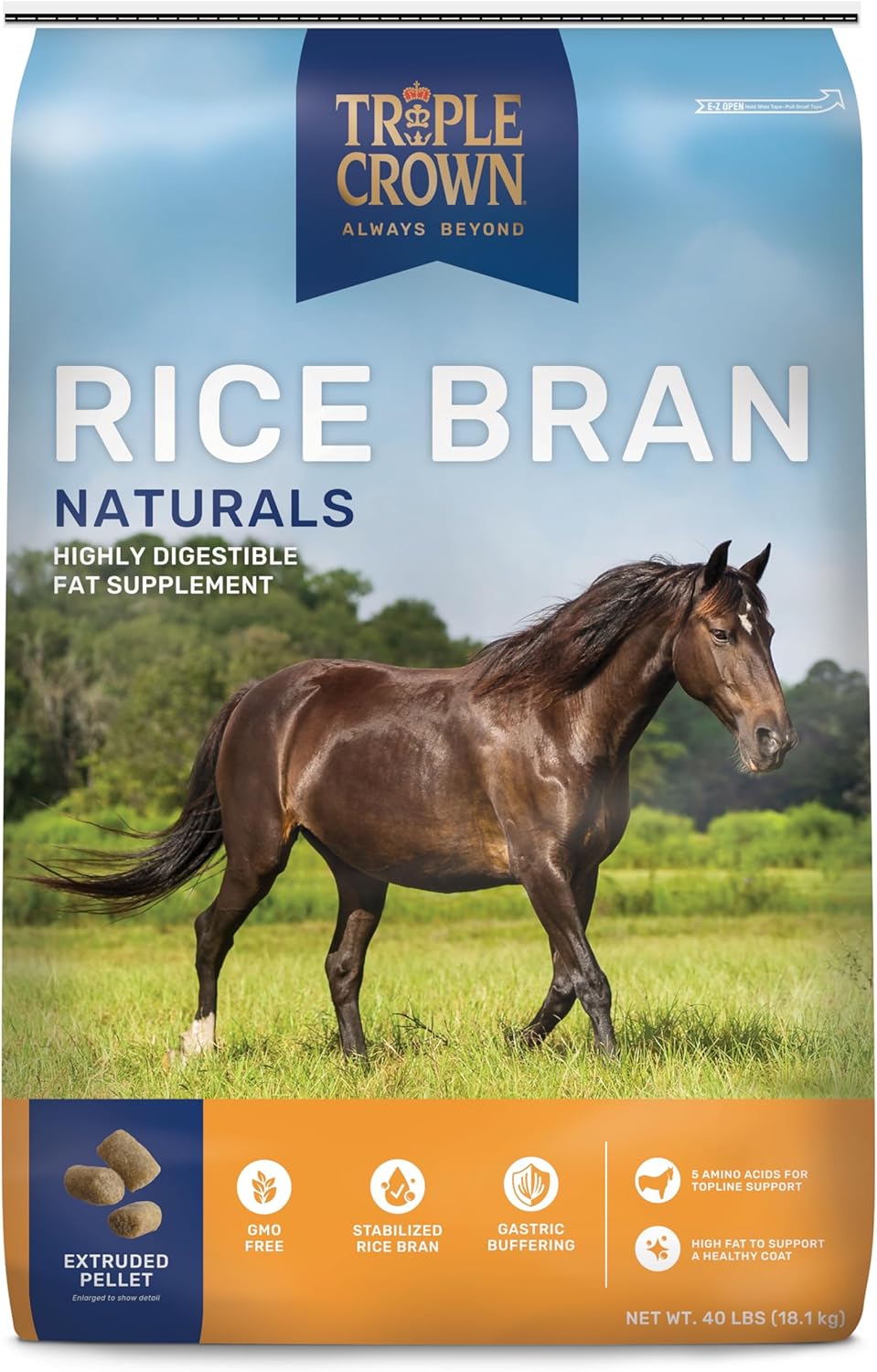 Premium Horse Weight Supplement: Triple Crown Rice Bran - 40 lbs