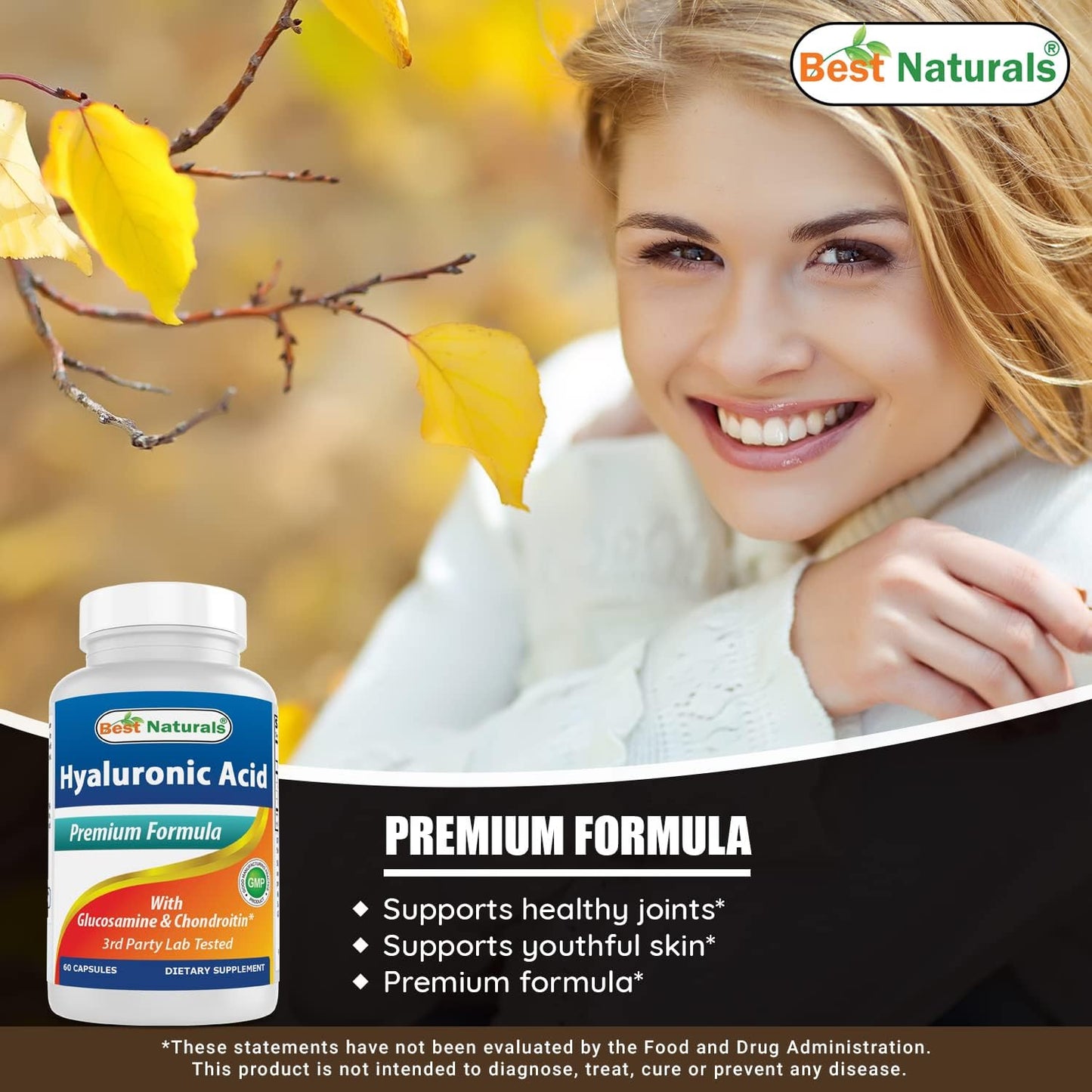 Premium Hyaluronic Acid Capsules - 100mg for Healthy Joints & Youthful Skin - 60 Count