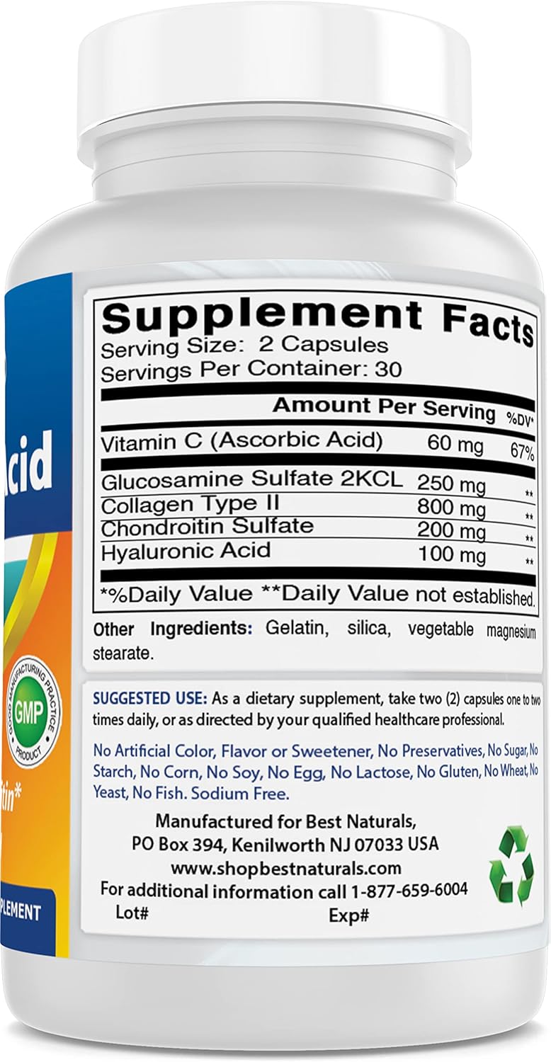 Premium Hyaluronic Acid Capsules - 100mg for Healthy Joints & Youthful Skin - 60 Count