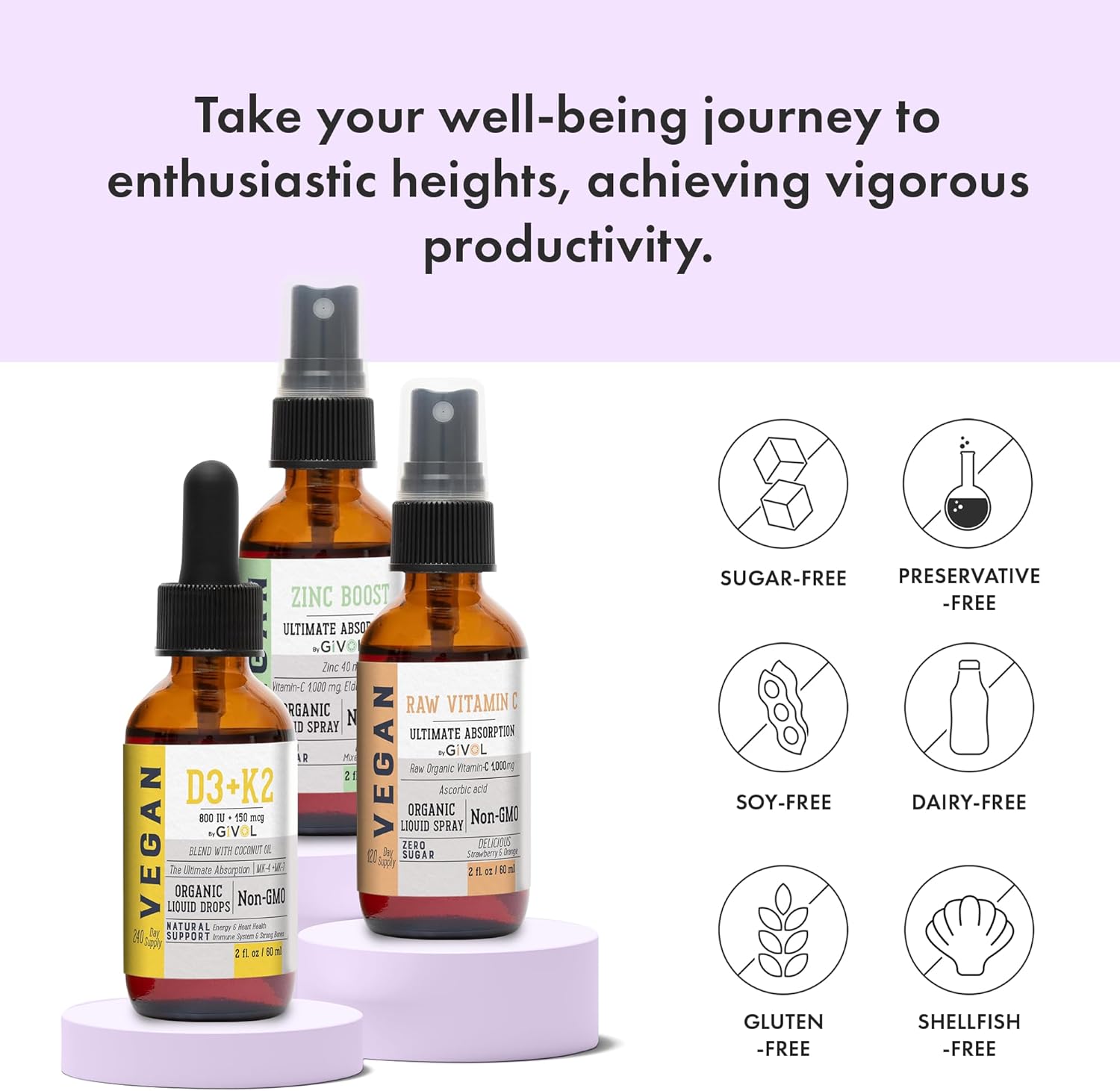 Premium Immunity Support Bundle: Vitamin C, D3, K2 Liquid & Zinc Picolinate - Heart Health Vitamins with Essential Minerals, Antioxidants, Cardio Benefits - 180 Day Supply