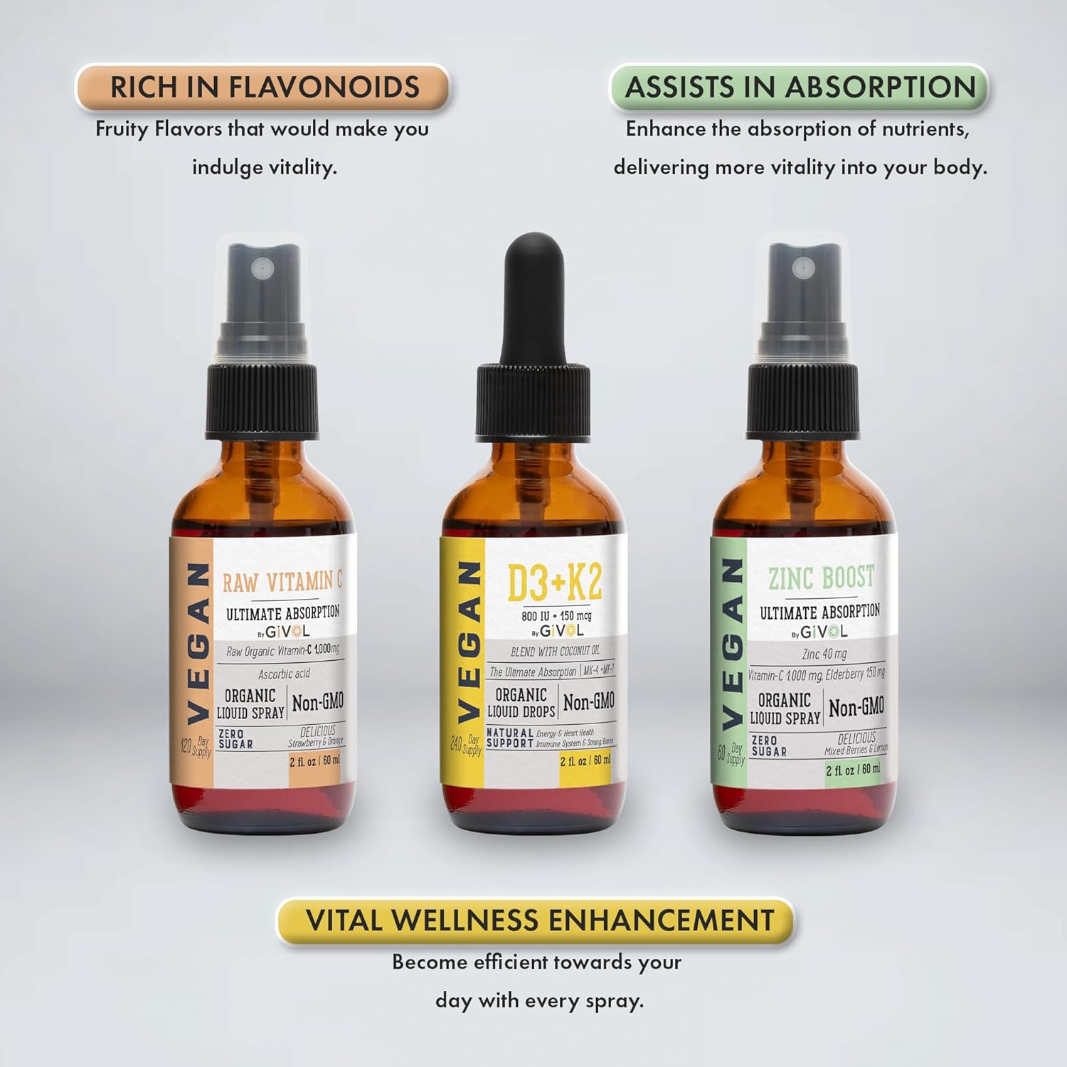 Premium Immunity Support Bundle: Vitamin C, D3, K2 Liquid & Zinc Picolinate - Heart Health Vitamins with Essential Minerals, Antioxidants, Cardio Benefits - 180 Day Supply