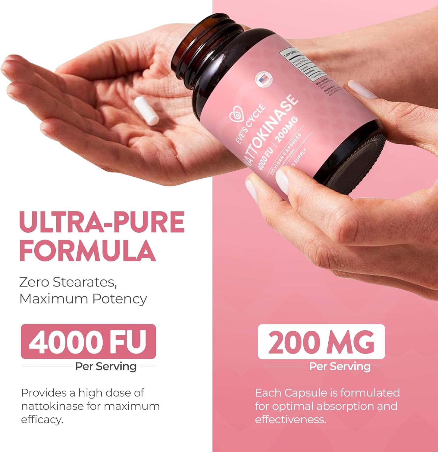 Premium Japanese Nattokinase Enzyme Supplement - 270 Vegan Capsules, 4000 FU, Organic, Non-GMO - Made in USA, No Stearates - High-Potency Alternative