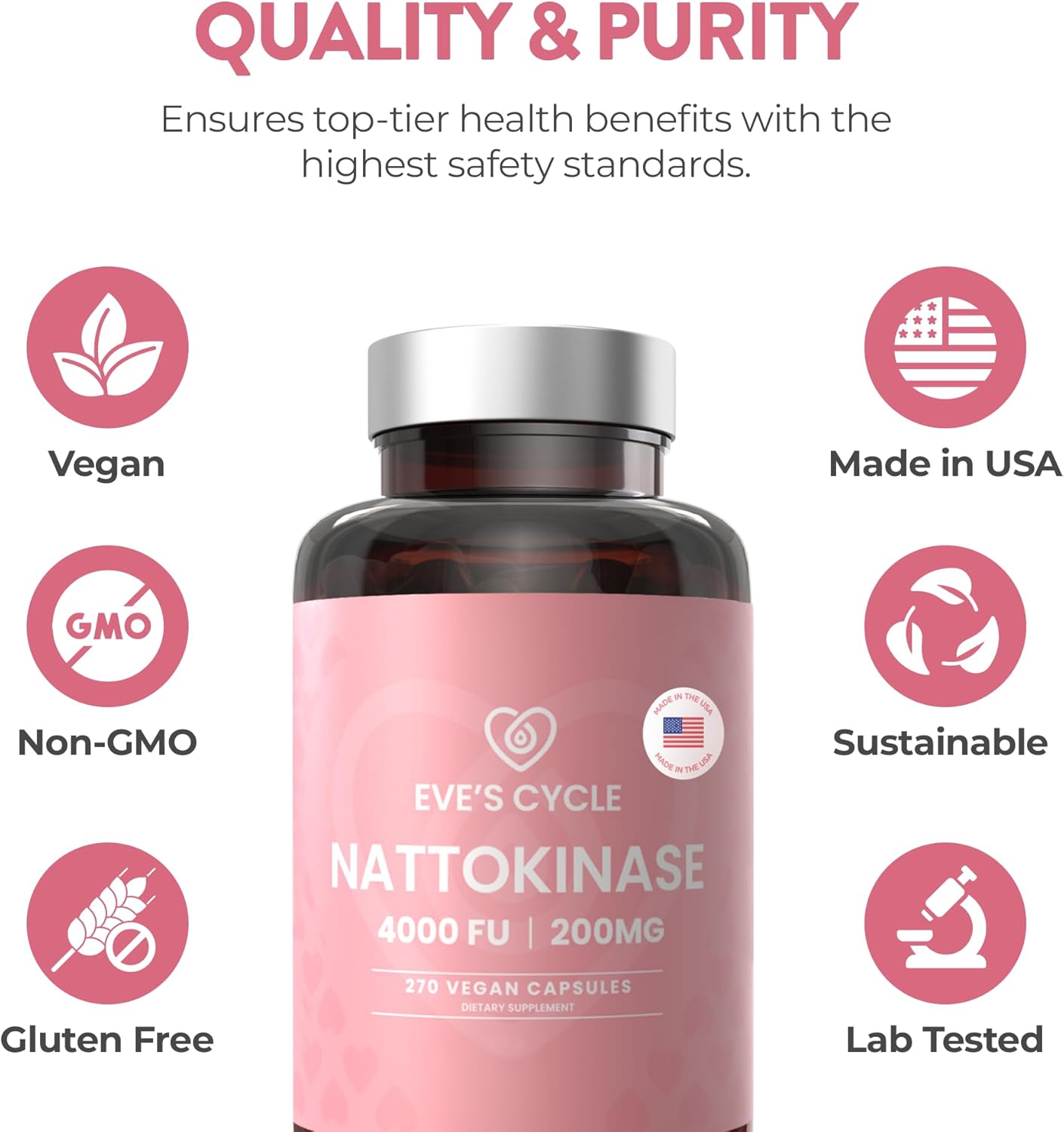 Premium Japanese Nattokinase Enzyme Supplement - 270 Vegan Capsules, 4000 FU, Organic, Non-GMO - Made in USA, No Stearates - High-Potency Alternative