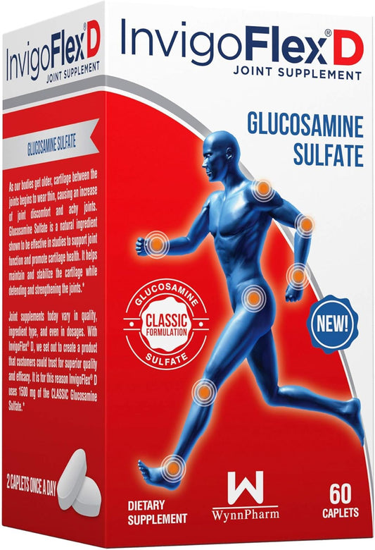 Premium Joint Supplement with 1500mg Glucosamine Sulfate - Supports Knees, Hands, Back, & Hips - 60 Ct Caplets