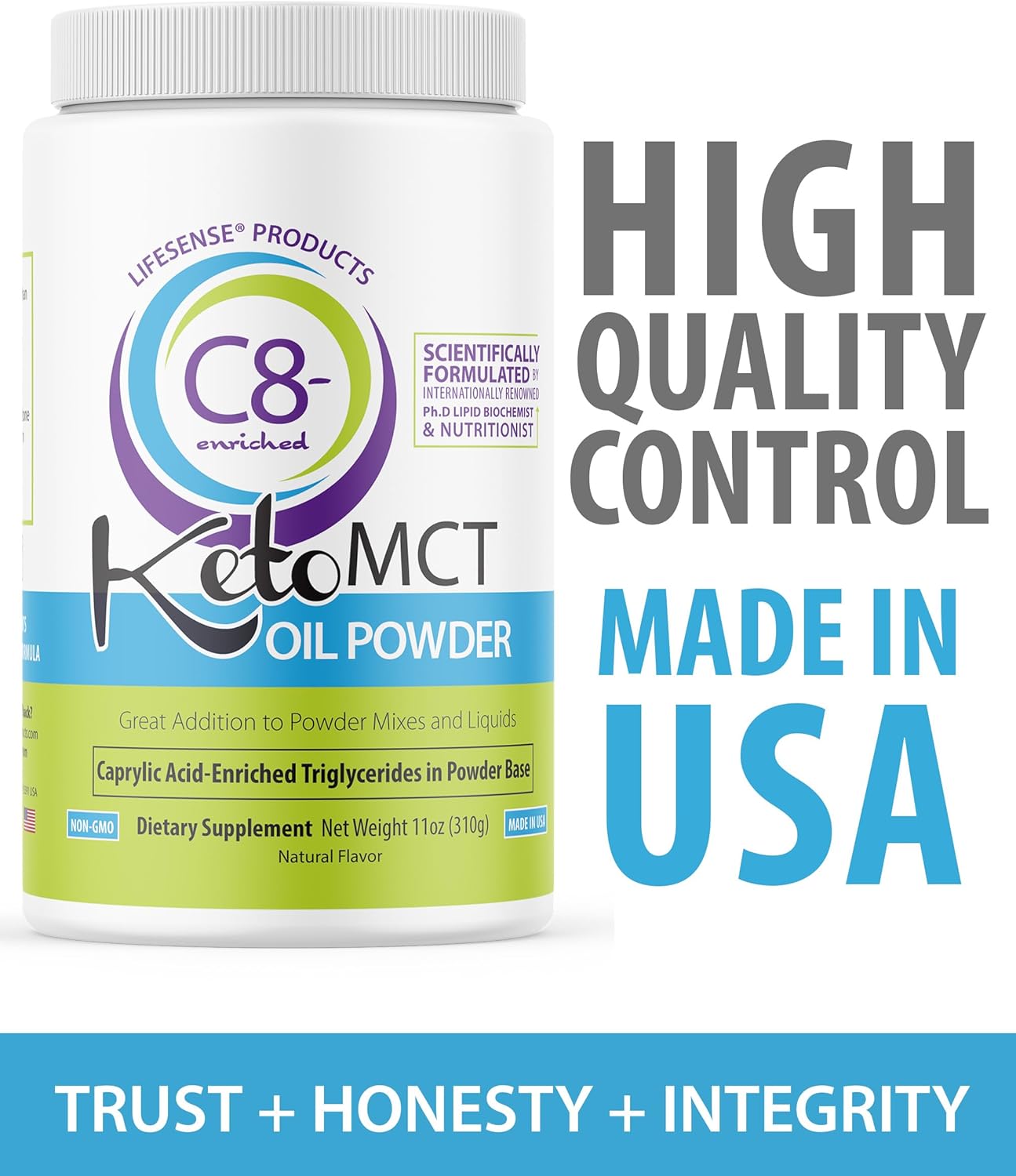 Premium Keto-Friendly MCT Oil Powder - Unflavored Coconut Oil Source, Developed by PhD Nutrition for Brain and Body Fuel