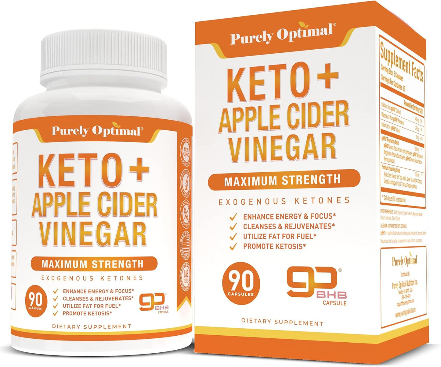 Premium Keto Pills with Apple Cider Vinegar Capsules & Brain Supplement - Nootropic Brain Booster for Focus, Memory, & Mood