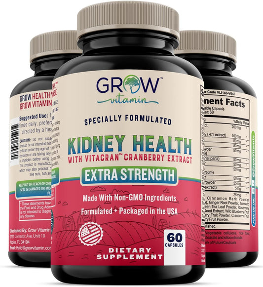 Premium Kidney Cleanse Supplement with Cranberry Extract - Supports Healthy Kidneys & Urinary Tract - 60 Vegetarian Capsules