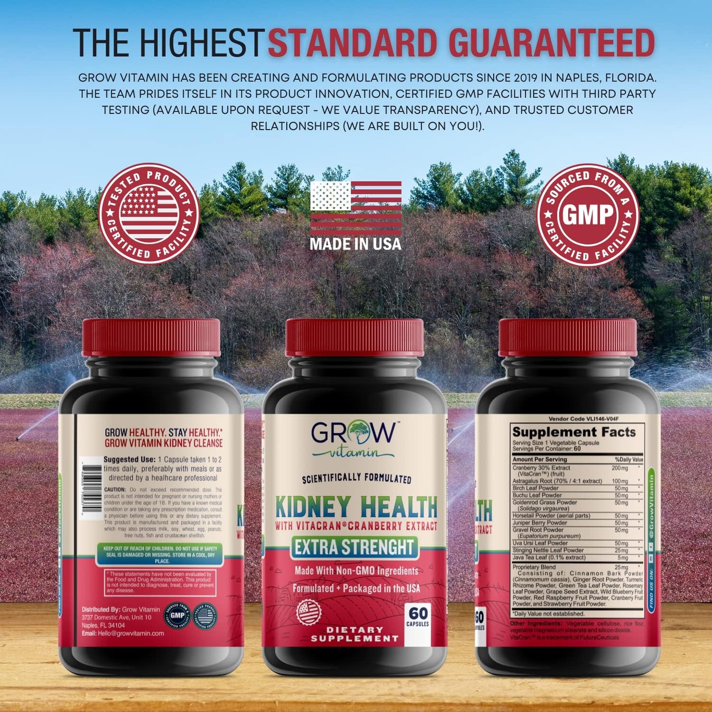 Premium Kidney Cleanse Supplement with Cranberry Extract - Supports Healthy Kidneys & Urinary Tract - 60 Vegetarian Capsules