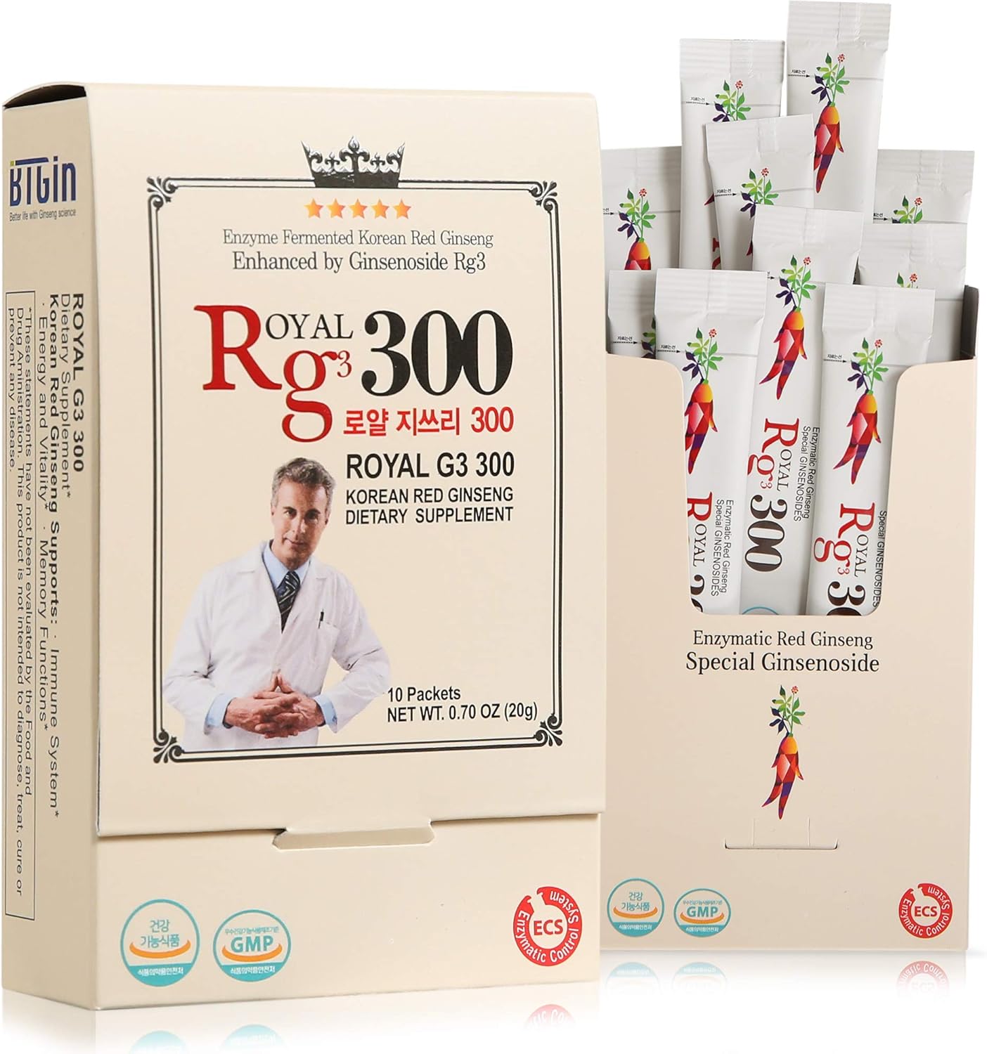 Premium Korean Red Ginseng Bundle with BTGIN Gin Hongsam & RG3 300