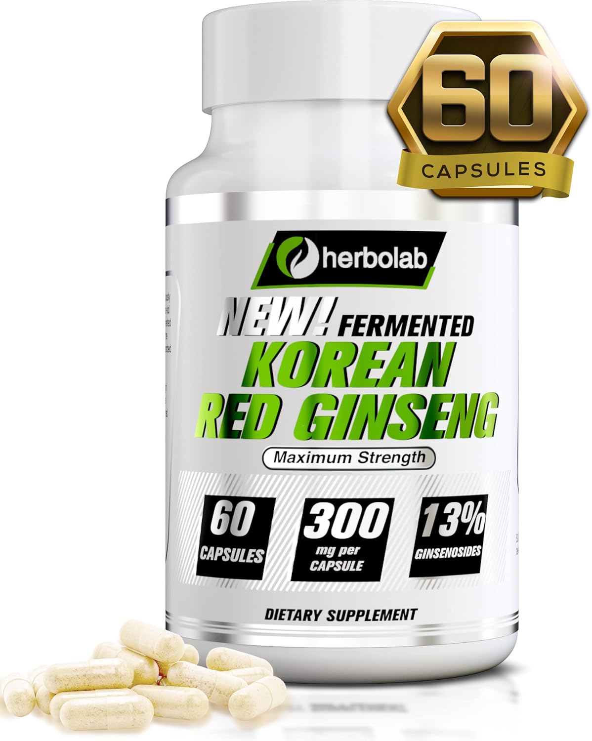 Premium Korean Red Ginseng Extract 10:1 (13% Ginsenosides) - Authentic 6-Year-Old Panax Ginseng Roots - Fermented with Patented Technology by Herbolab