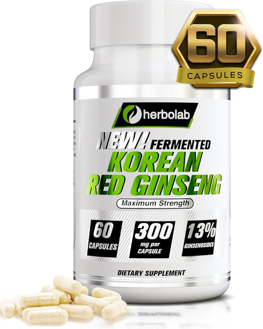 Premium Korean Red Ginseng Extract 10:1 (13% Ginsenosides) - Authentic 6-Year-Old Panax Ginseng Roots - Fermented with Patented Technology by Herbolab