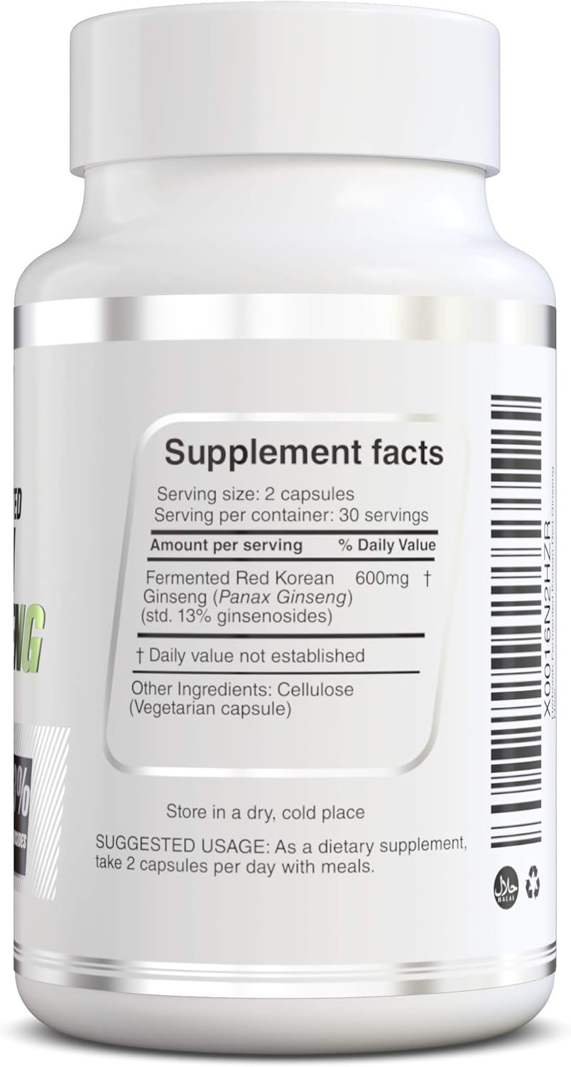 Premium Korean Red Ginseng Extract 10:1 (13% Ginsenosides) - Authentic 6-Year-Old Panax Ginseng Roots - Fermented with Patented Technology by Herbolab