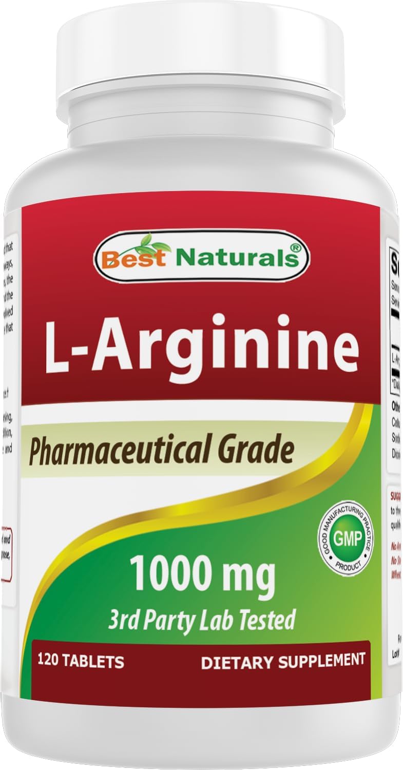 Premium L-Arginine Supplement 1000mg - 120 Tablets for Nitric Oxide Boost, Pharmaceutical Grade Formula for Improved Performance