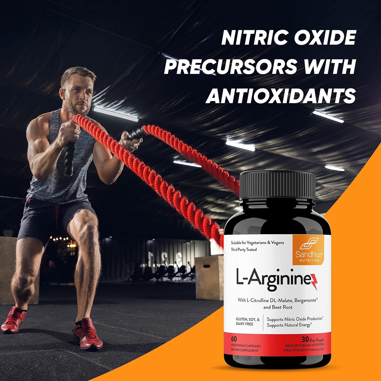 Premium L-Arginine Supplement for Improved Blood Flow & Vascular Health | Made in USA | 30 Day Supply | Workout Support for Men & Women