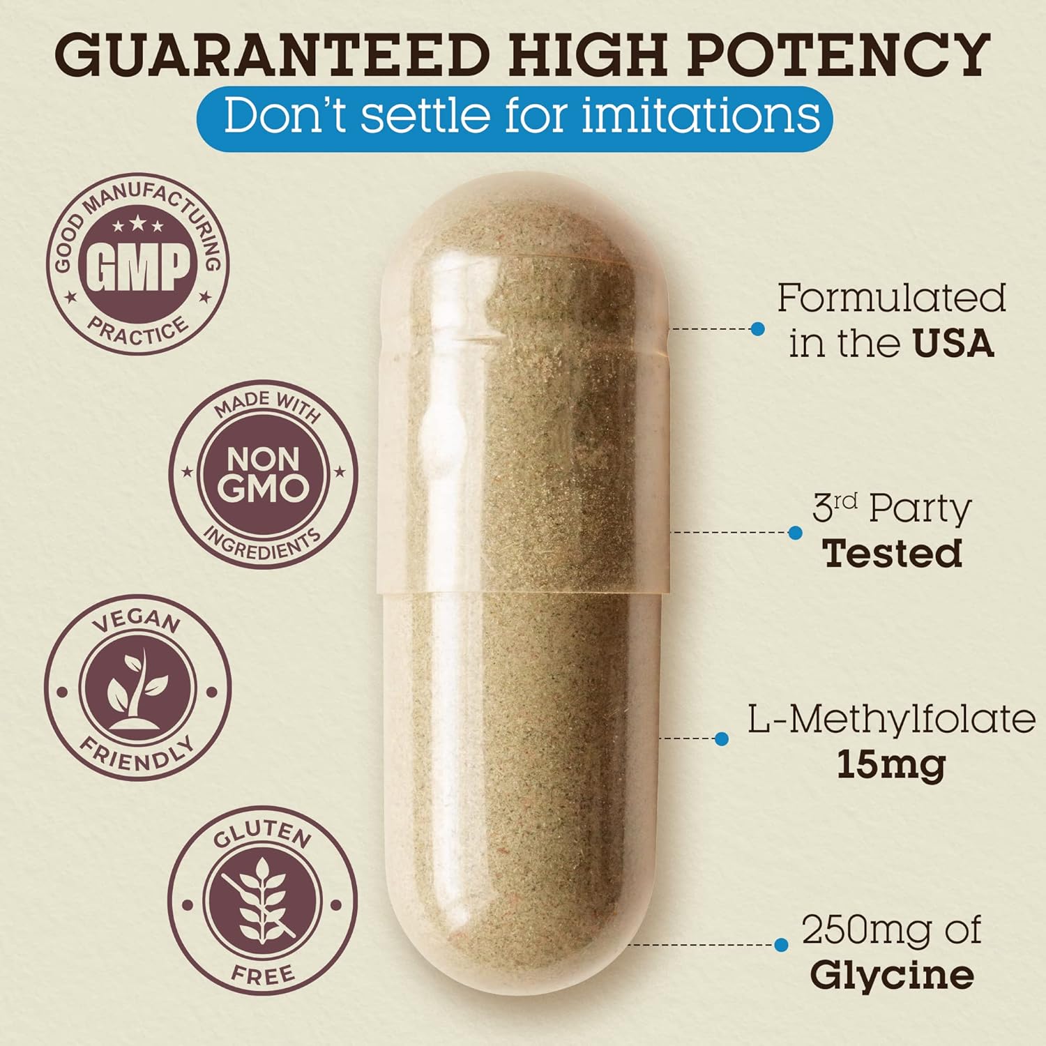 Premium L-Methylfolate 15mg Supplement - 120 Vegan Capsules for Mood & Homocysteine - 5-MTHF Active Folate - Non-GMO, Gluten-Free - Brain Support & Methylation - No Fillers - Teraputics