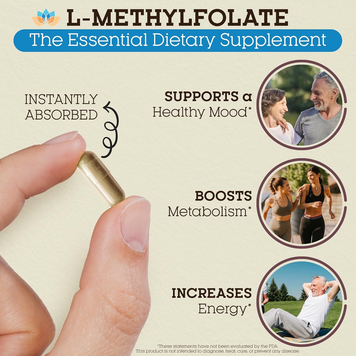 Premium L-Methylfolate 15mg Supplement - 120 Vegan Capsules for Mood & Homocysteine - 5-MTHF Active Folate - Non-GMO, Gluten-Free - Brain Support & Methylation - No Fillers - Teraputics