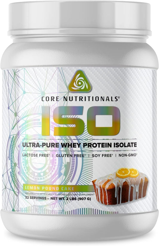 Premium Lemon Pound Cake Whey Protein Isolate, 25g Protein, 32 Servings - Zero Artificial Fillers, 100% Micro Filtered by Core Nutritionals